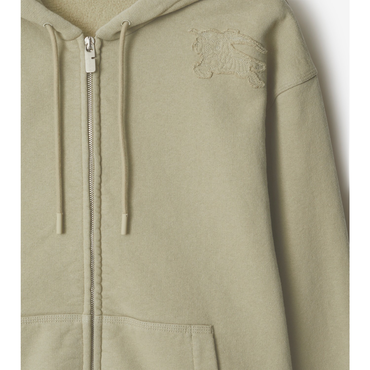 Cotton Zip Hoodie in Lichen Men Burberry Official