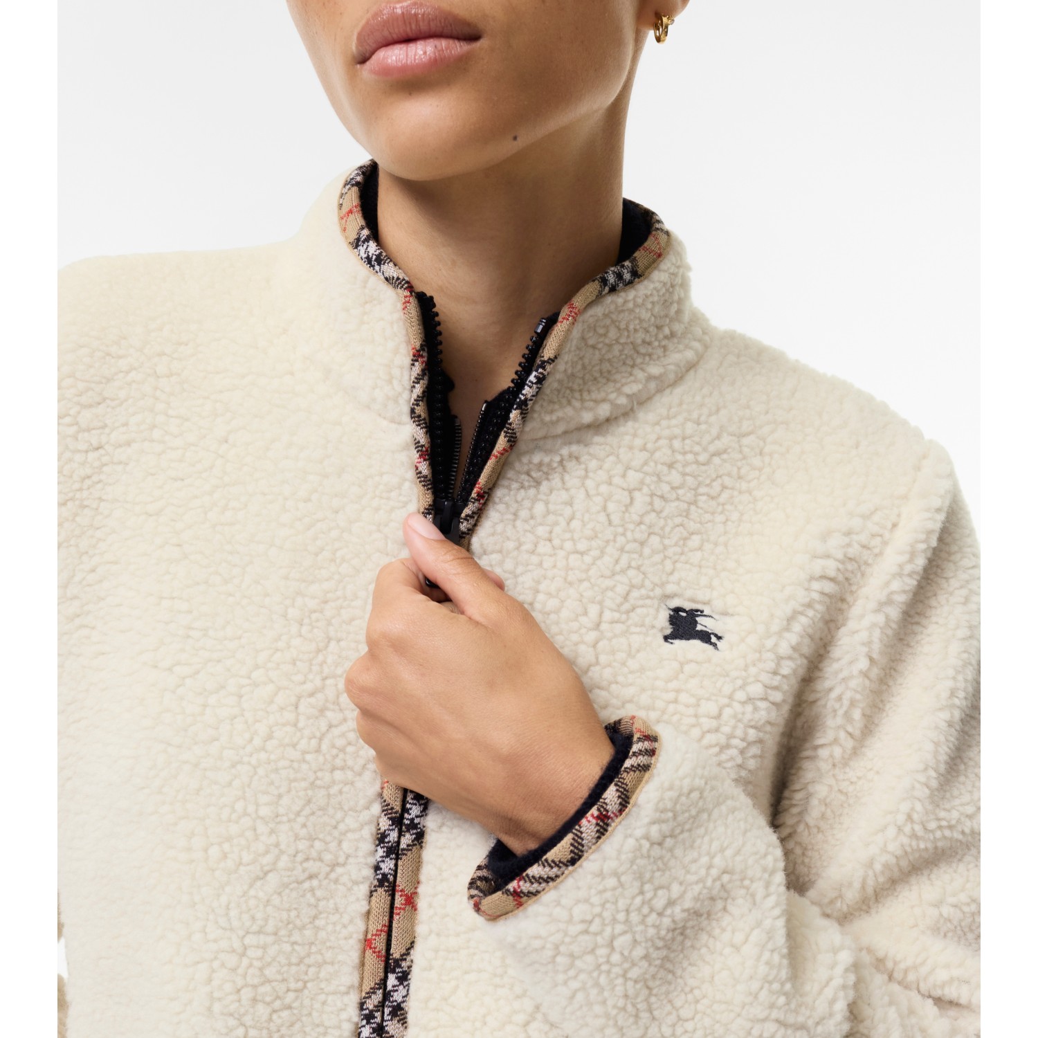 Cropped Wool Cashmere Blend Fleece Jacket - thumbnail 3