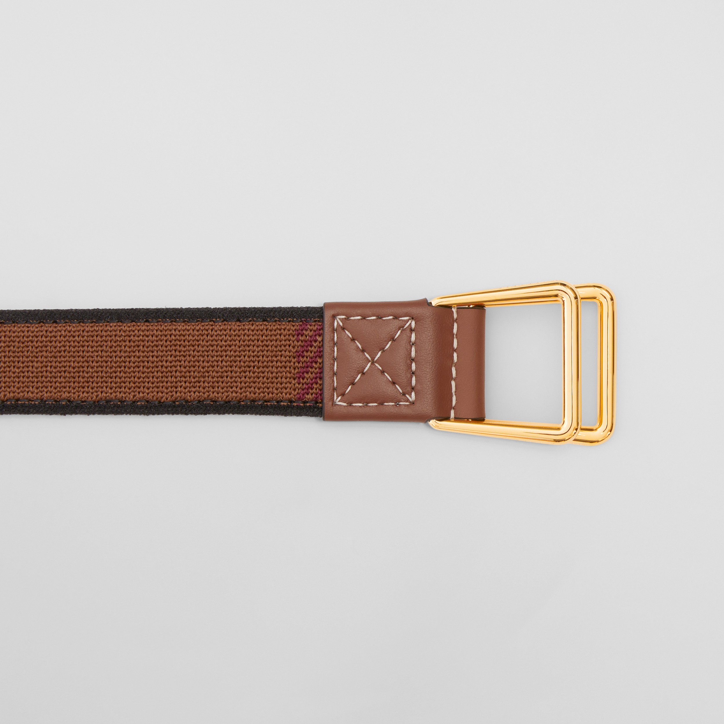Exaggerated Check and Leather Belt in Dark Birch Brown - Women | Burberry® Official - 2