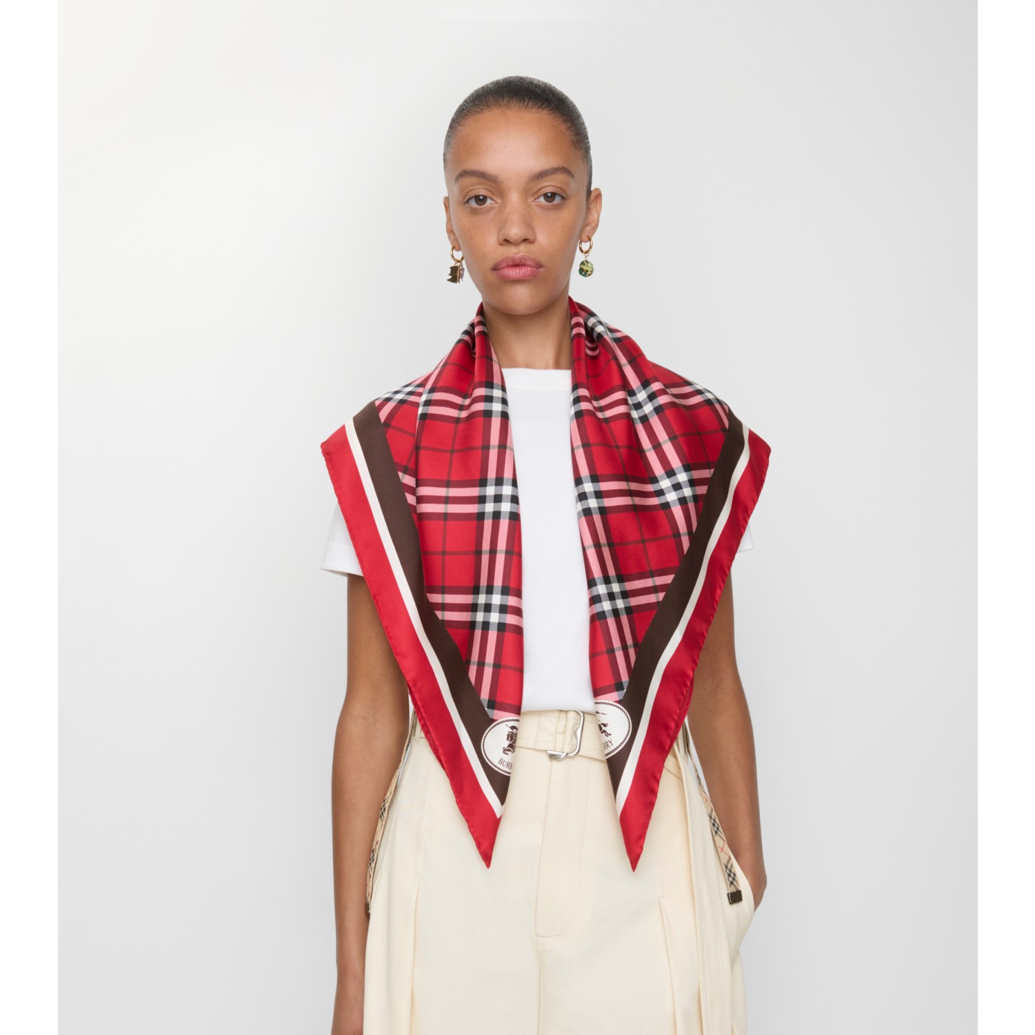 Check Silk Scarf