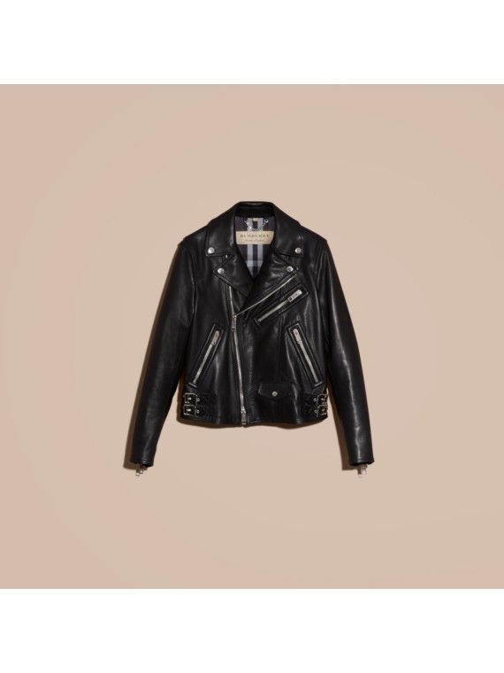 Clean-lined Leather Biker Jacket | Burberry
