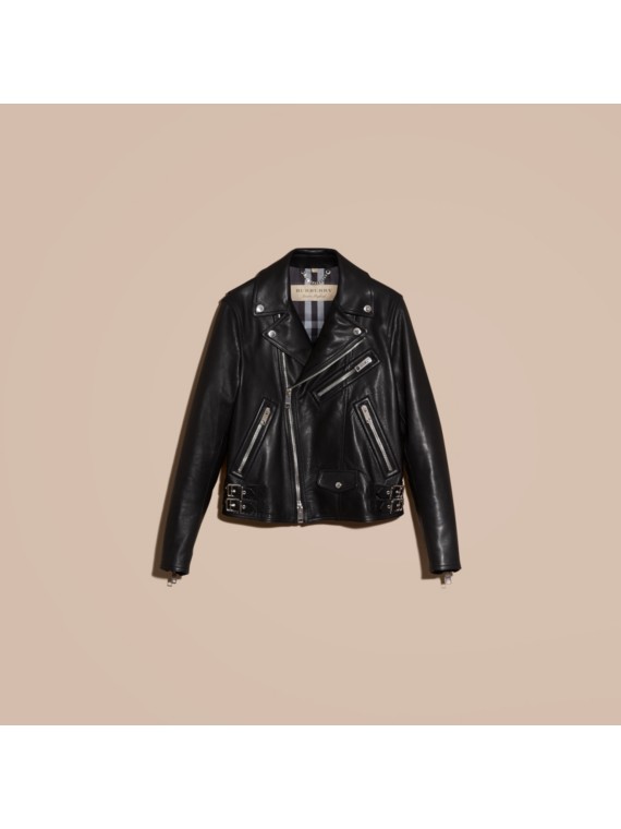 Cleanlined Leather Biker Jacket Burberry