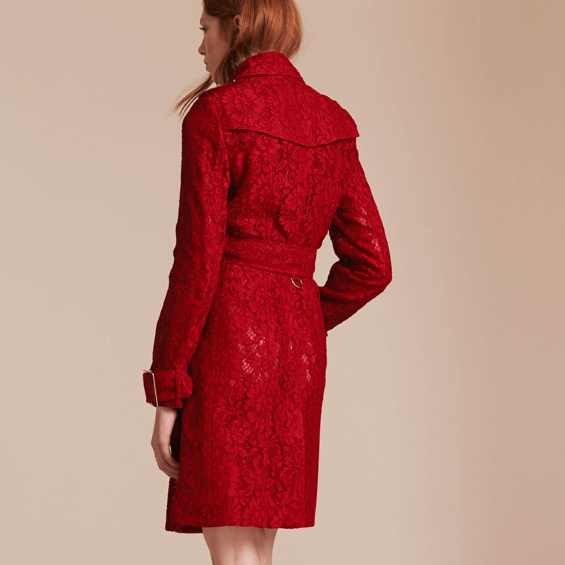 Lace Trench Coat in Parade Red Women Burberry United States
