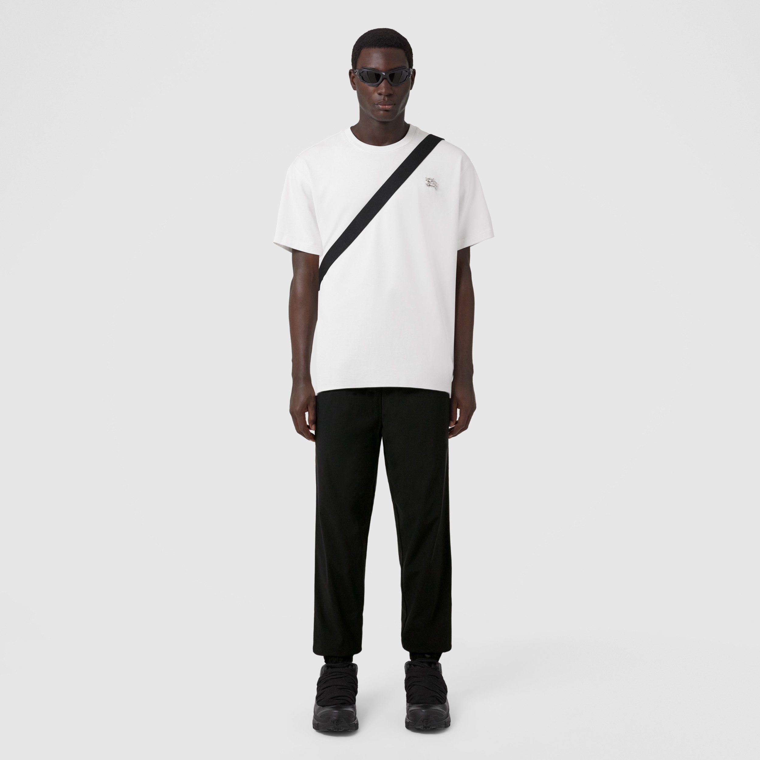 Logo Print Stretch Nylon Trousers in Black - Men | Burberry® Official - 4