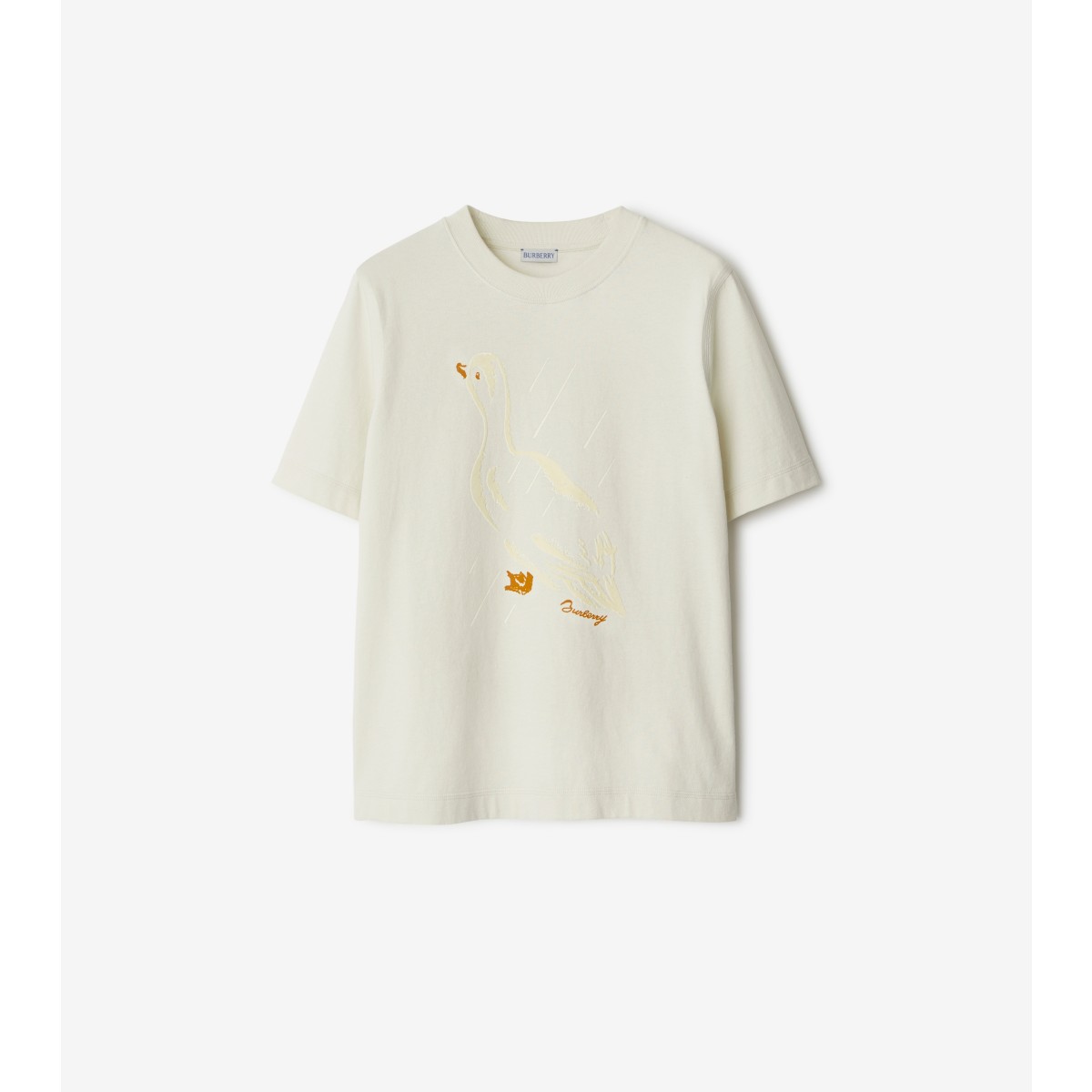 Shop Burberry Duck Cotton T-shirt In Chalk