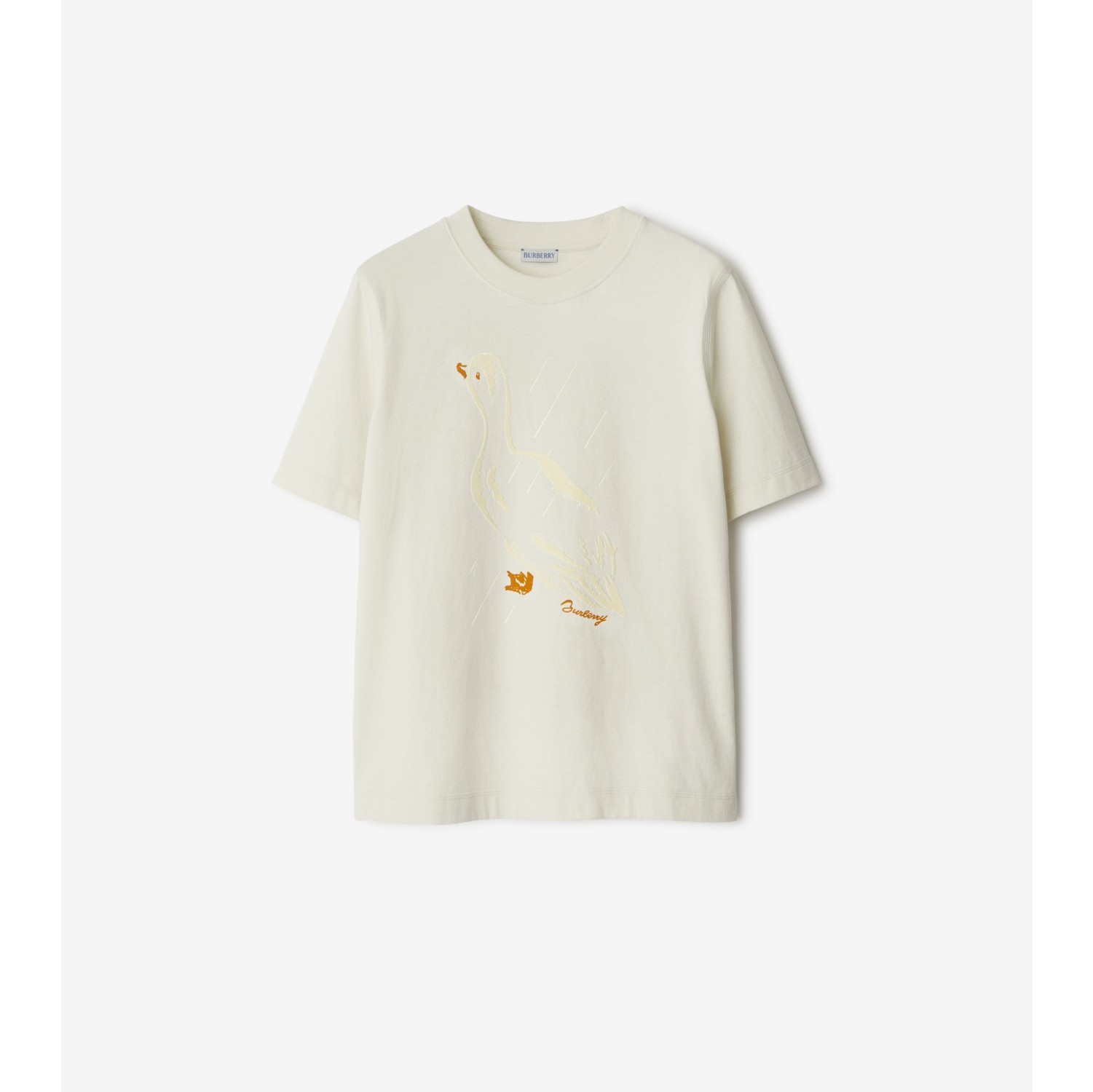 Duck Cotton T-shirt in Chalk - Women | Burberry® Official