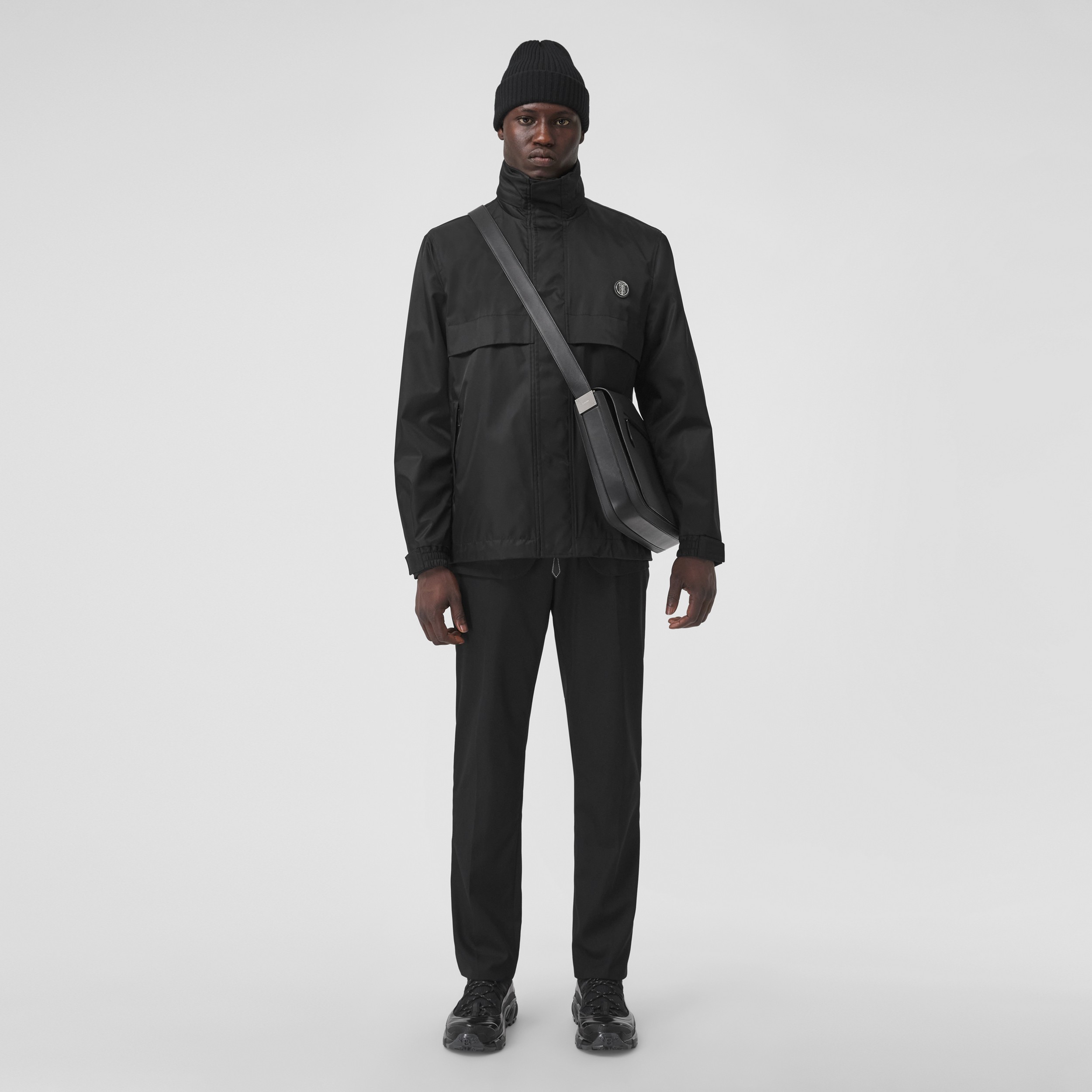 Packaway Hood Monogram Motif Nylon Jacket in Black - Men | Burberry® Official - 1