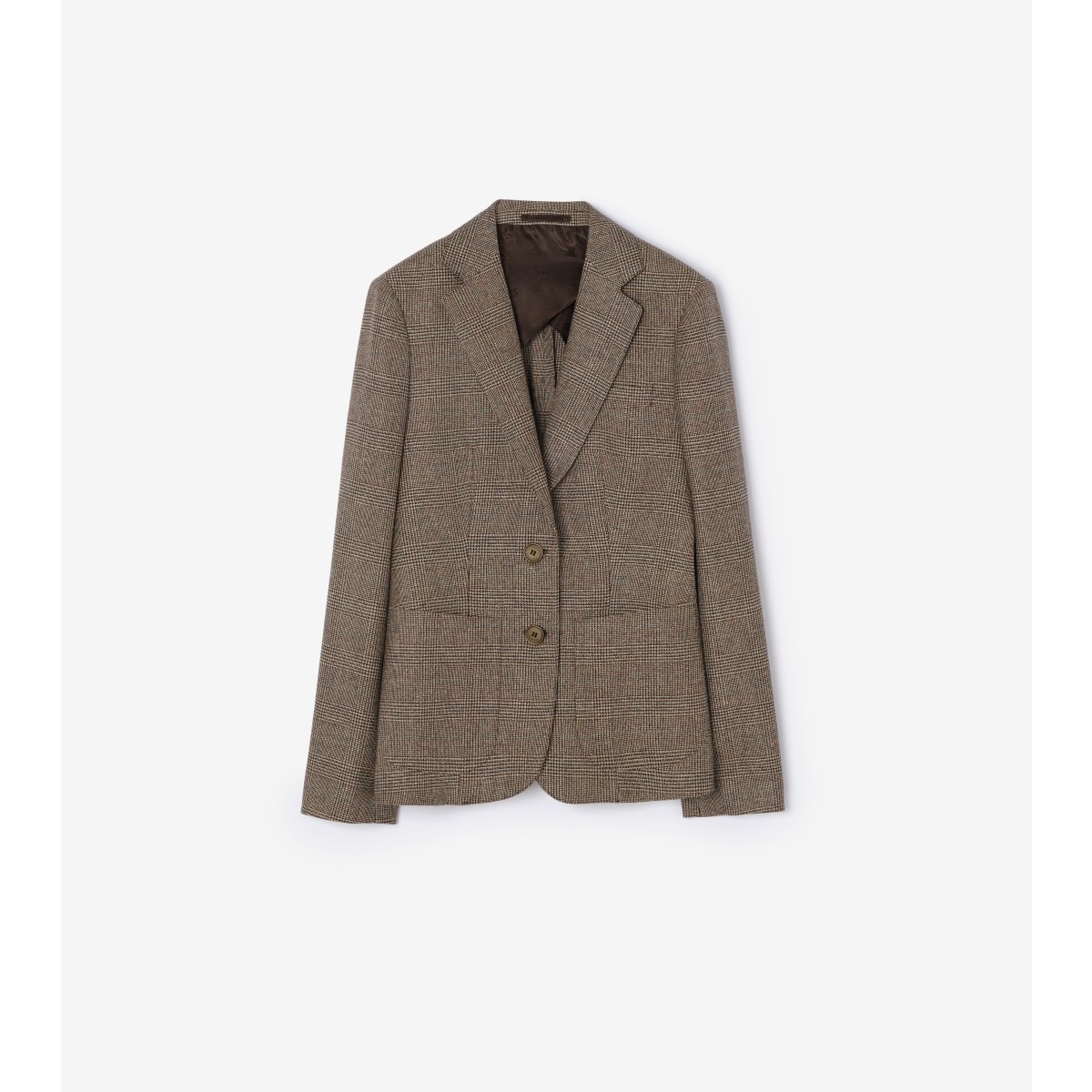  Check Wool Linen Blend Tailored Jacket