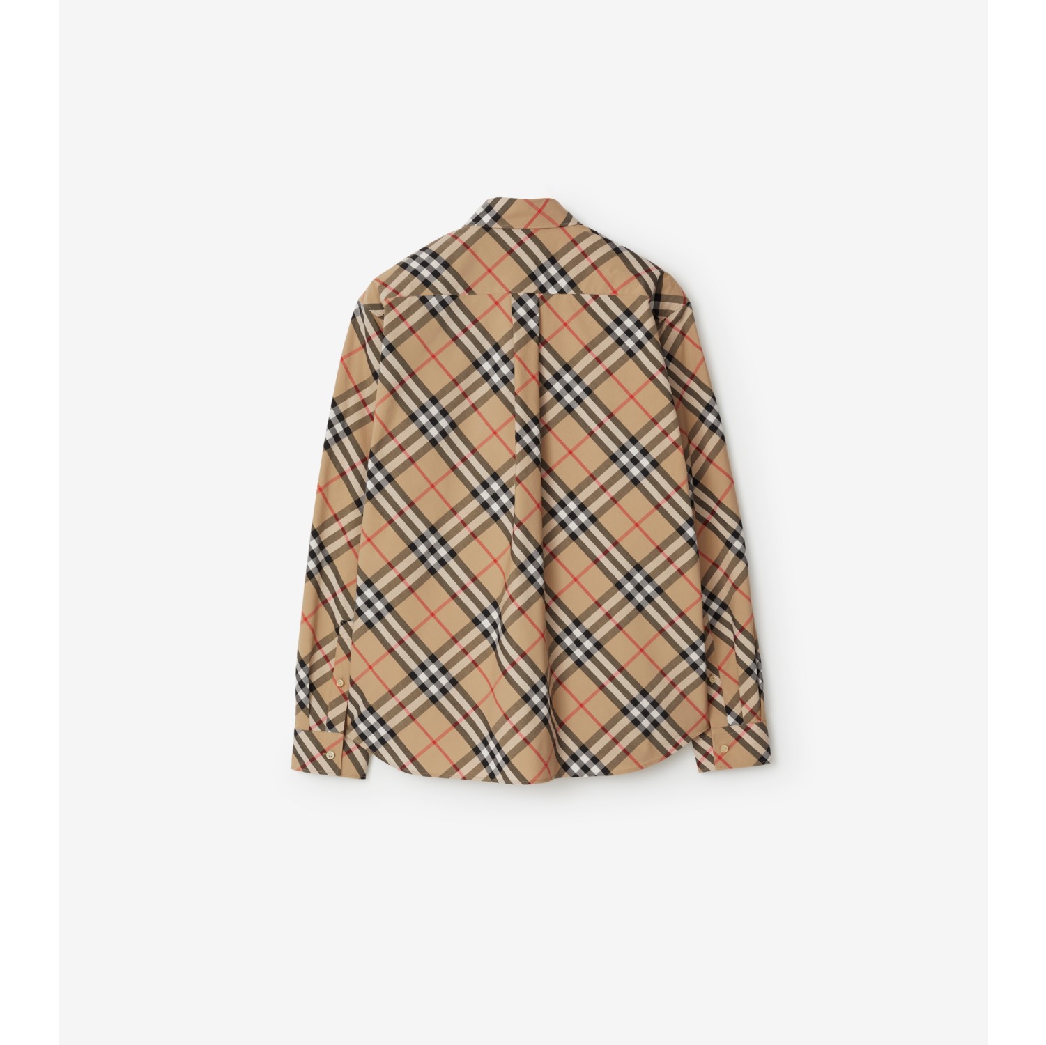 Check Cotton Shirt in Sand Men Burberry Official