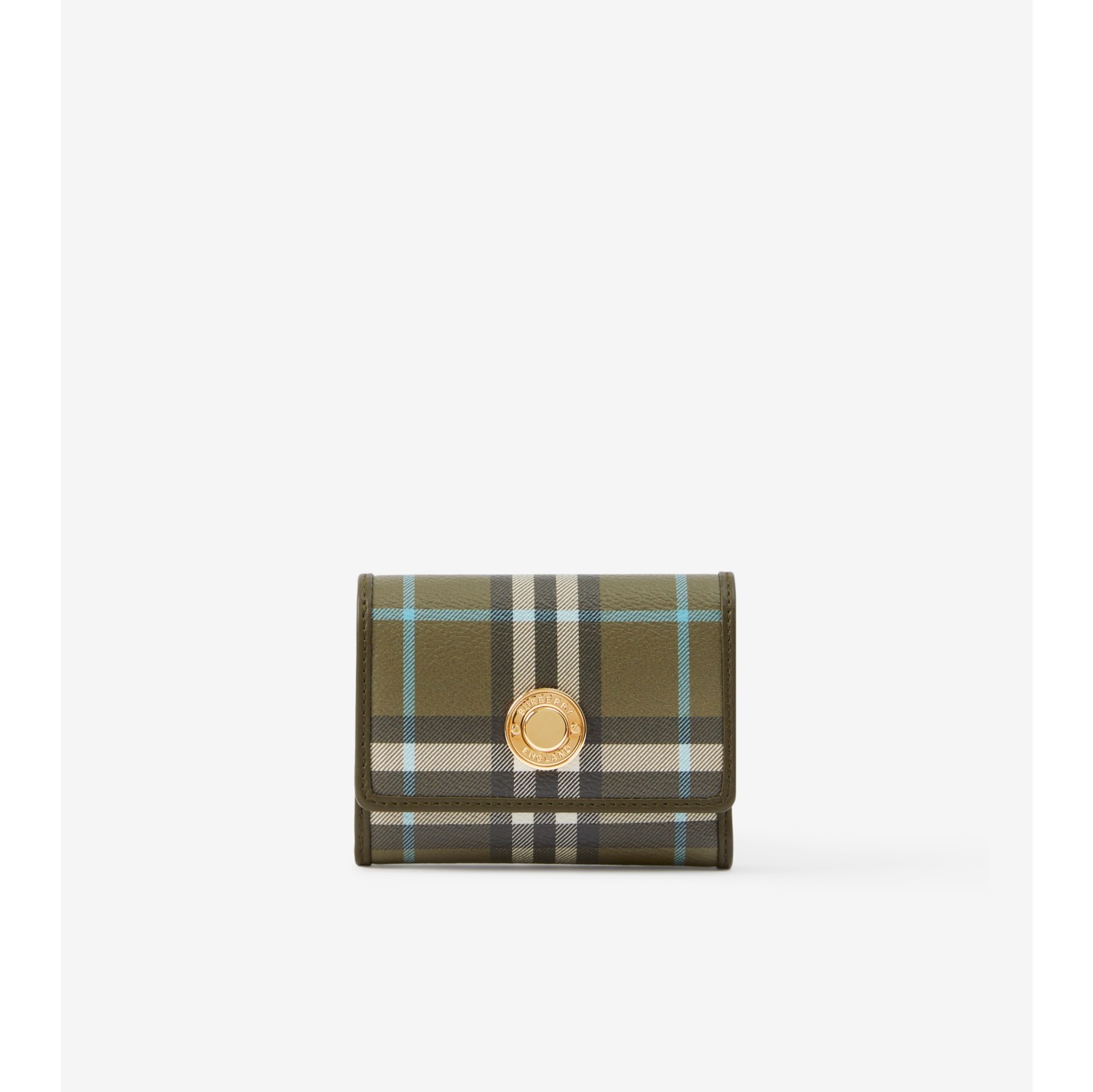 Small Check Folding Wallet in Olive green - Women | Burberry® Official