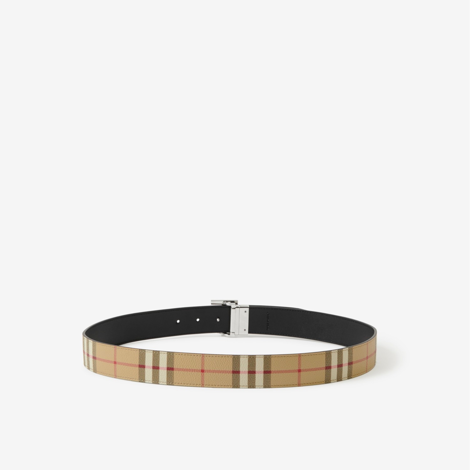 BURBERRY: reversible leather belt with TB buckle - Black