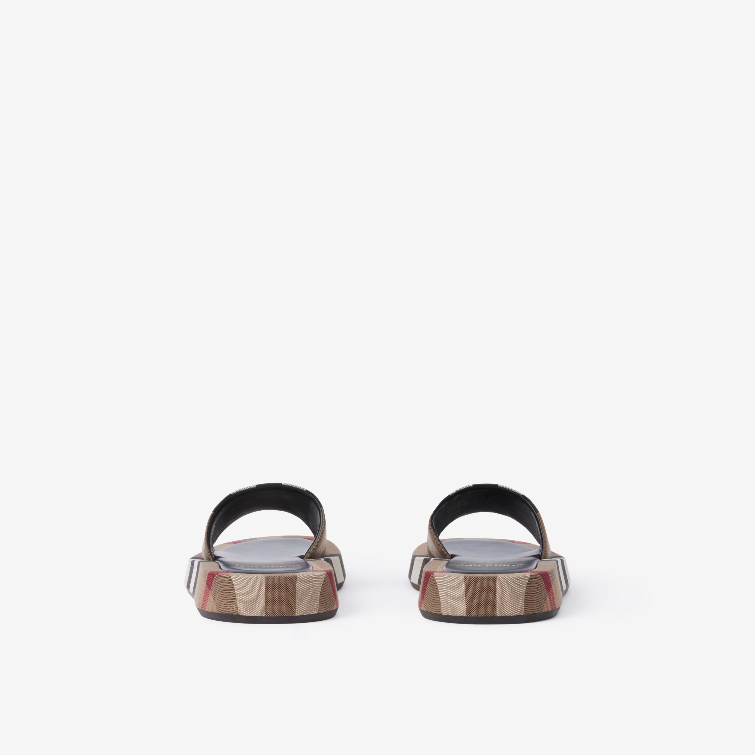 Exaggerated Check Cotton Platform Slides in Birch Brown - Women | Burberry® Official - 3