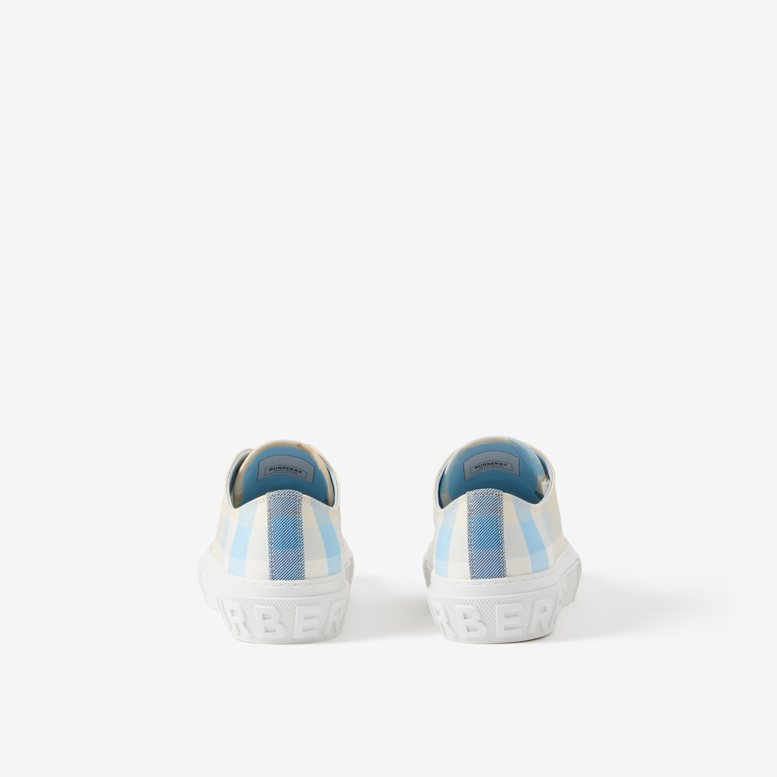 Check Cotton Sneakers in Soft Blue - Women | Burberry® Official - 3