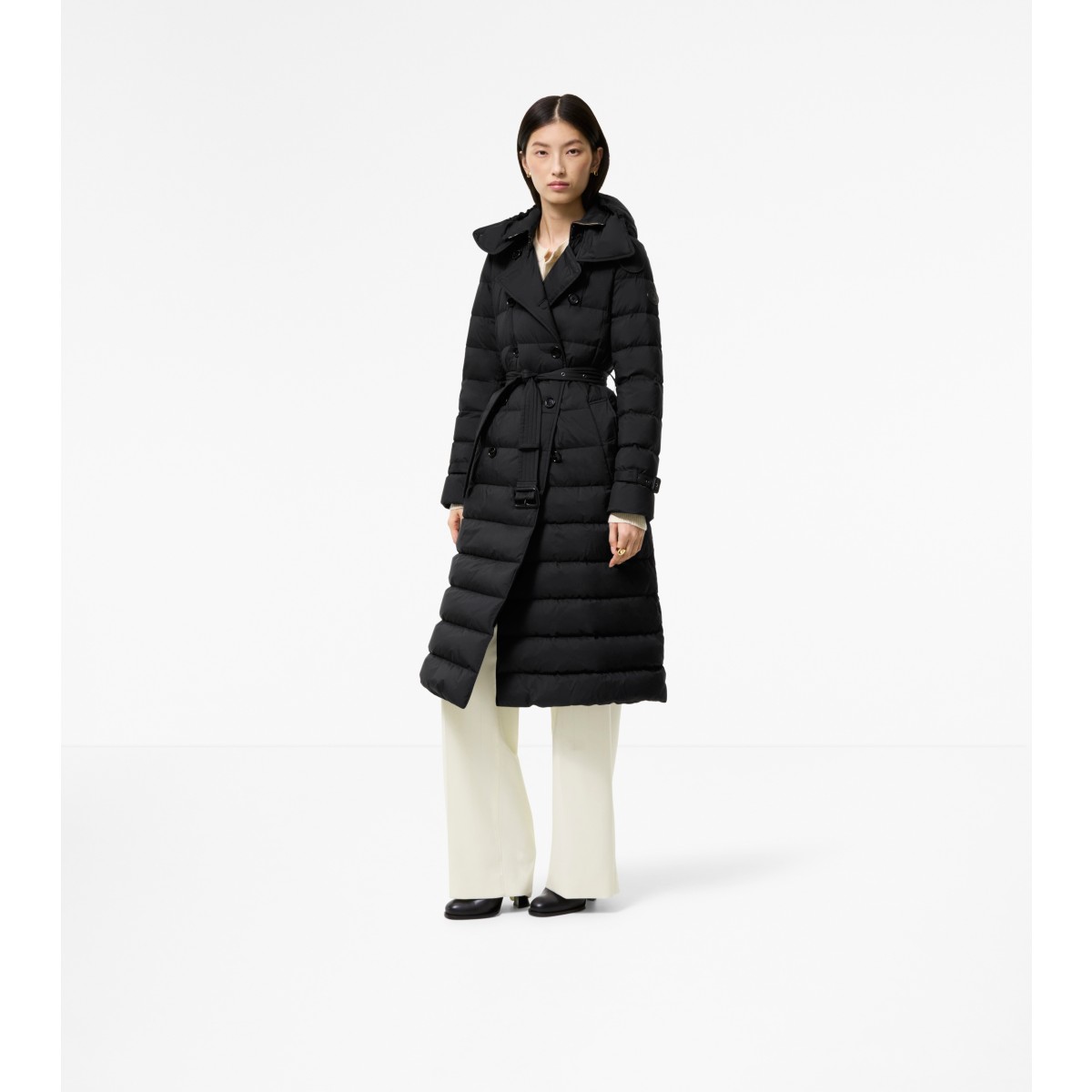  Check Long Nylon Audley Puffer Coat