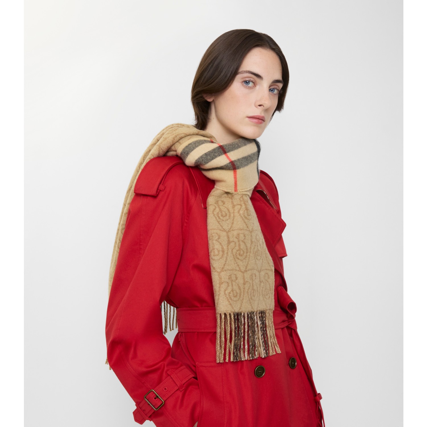 Reversible B Shield Cashmere Scarf