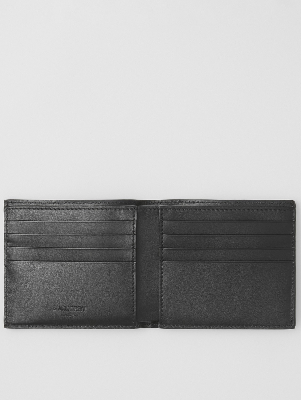 Stripe Intarsia Leather International Bifold Wallet in Driftwood/black/red