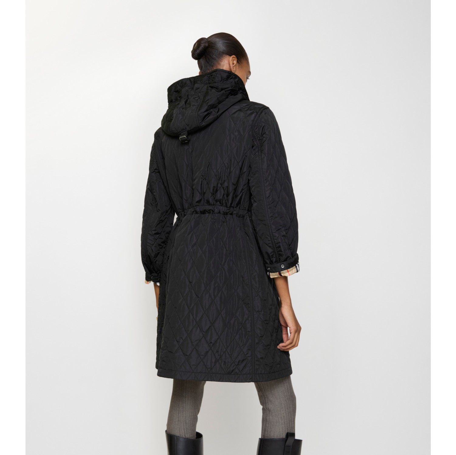 Quilted Nylon Hooded Coat