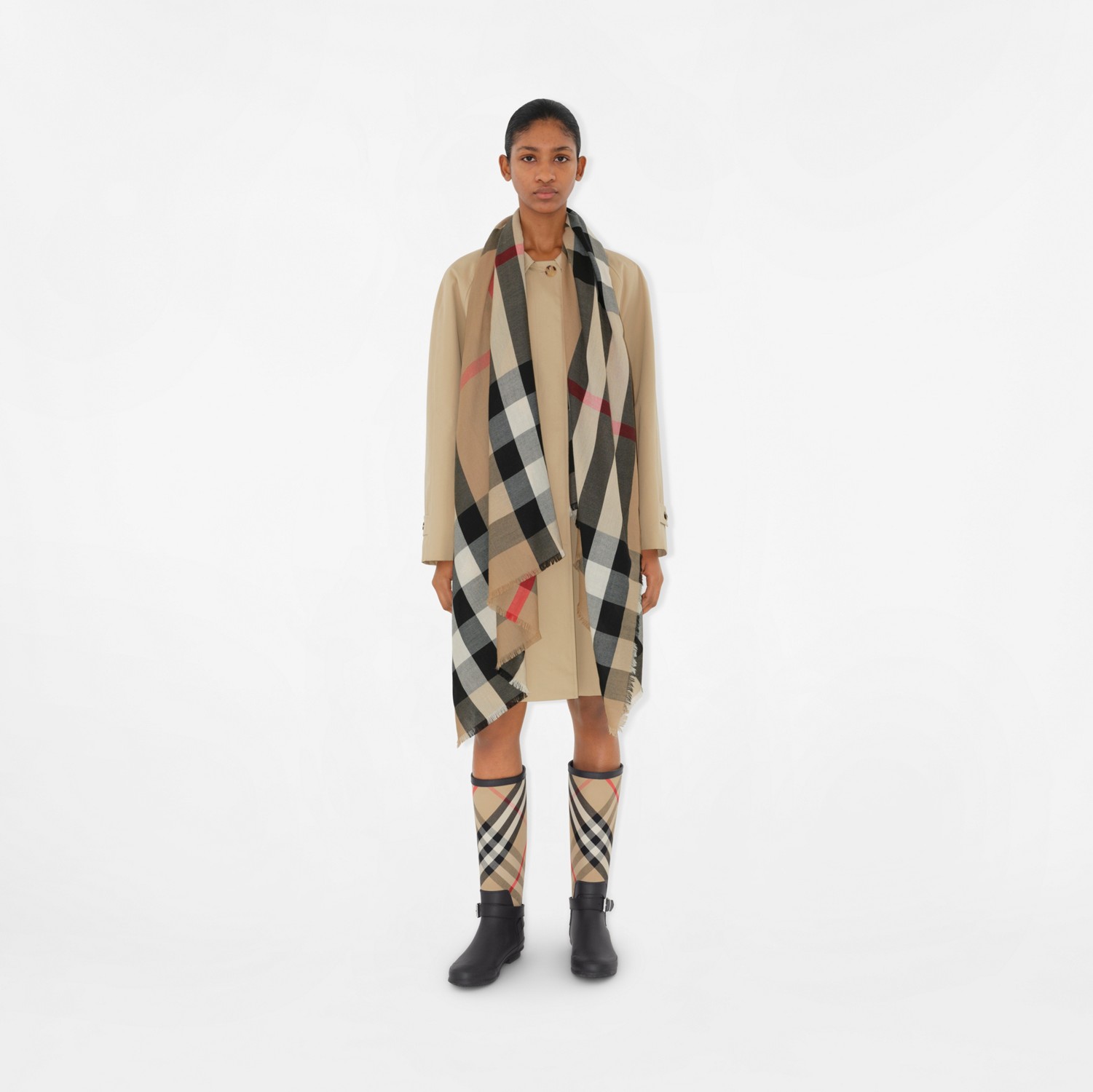 チェック カシミアスカーフ (アーカイブベージュ) | Burberry チェック カシミアスカーフ (アーカイブベージュ) | Burberry