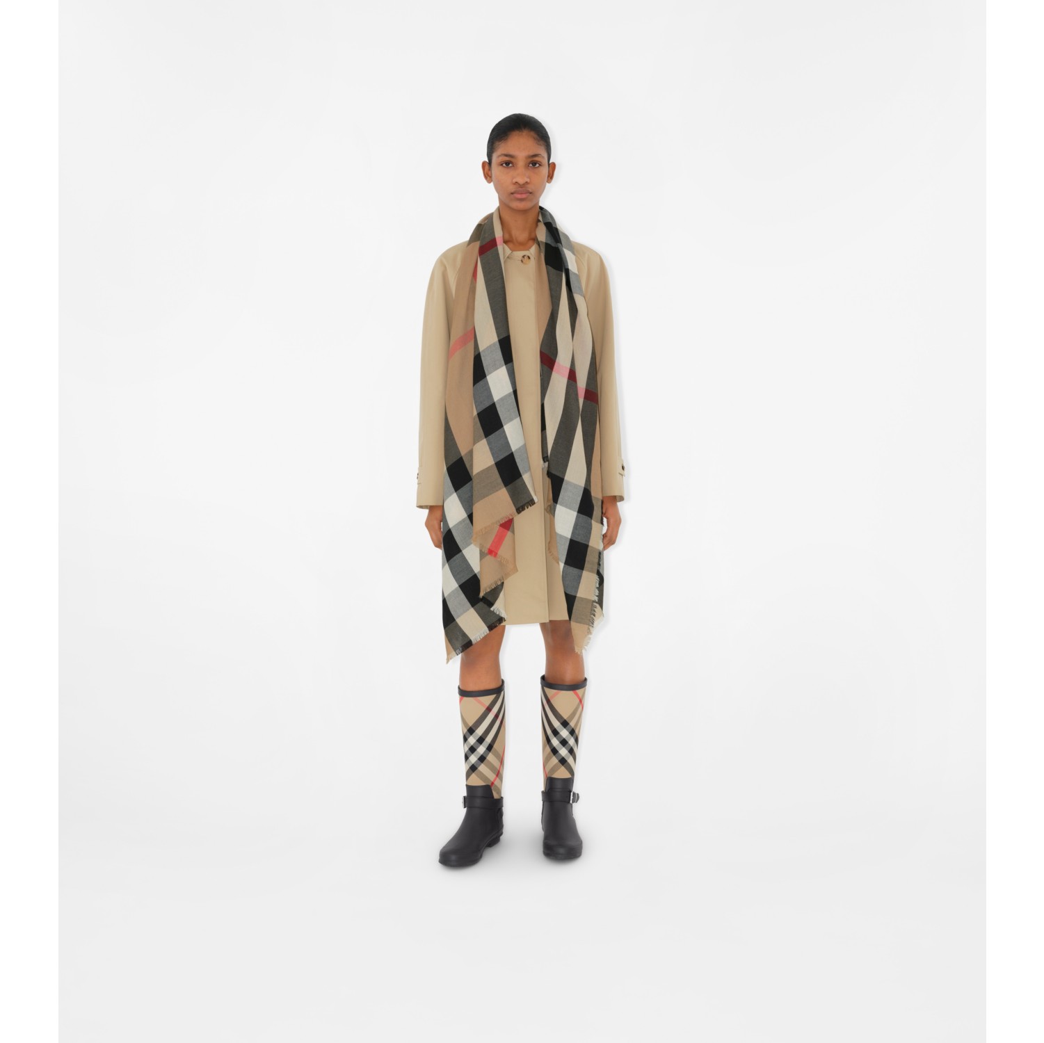 Burberry lightweight check wool cashmere scarf best sale