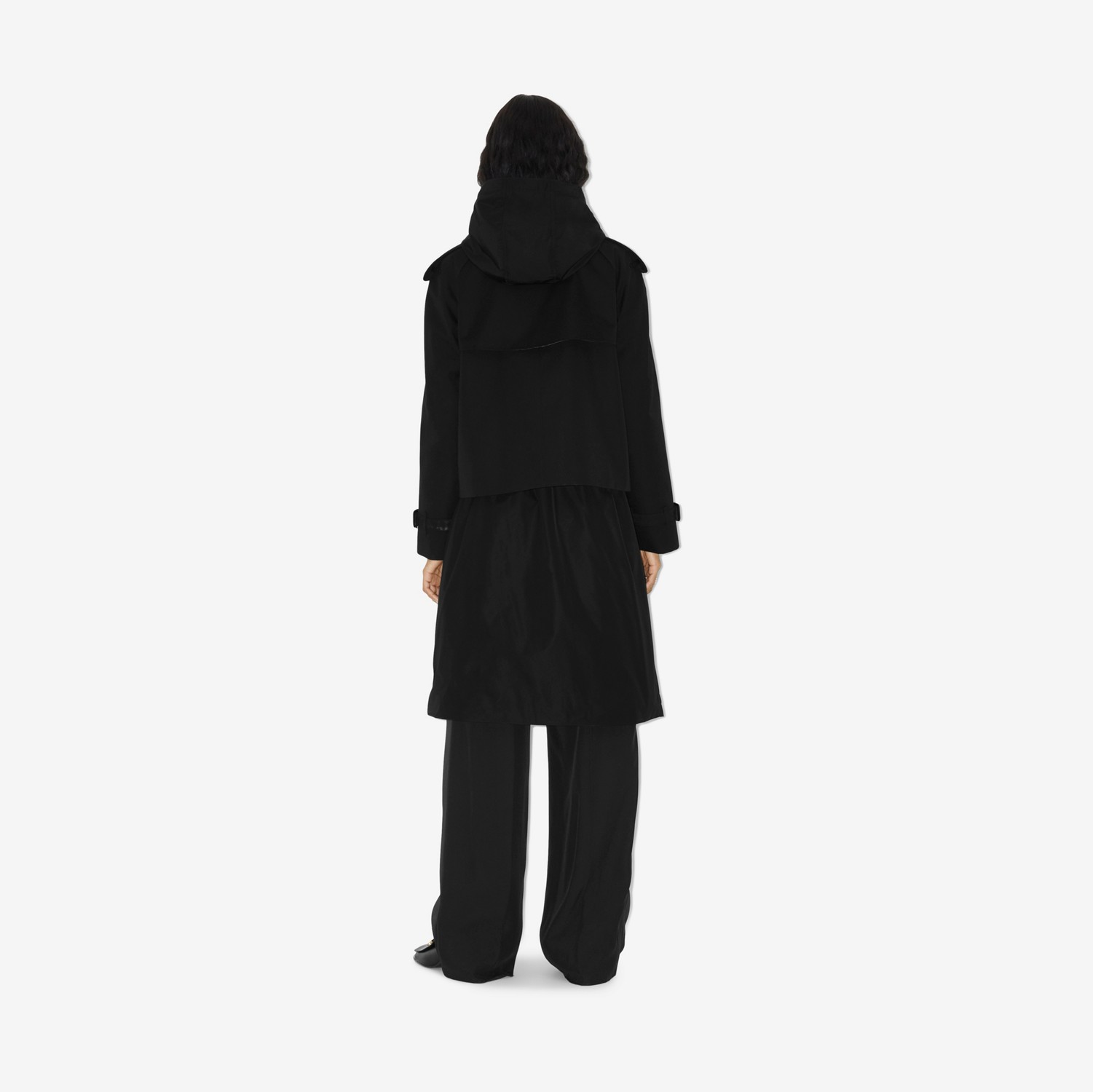 Trench coat cropped de gabardine de algodão (Preto) - Mulheres | Burberry® oficial