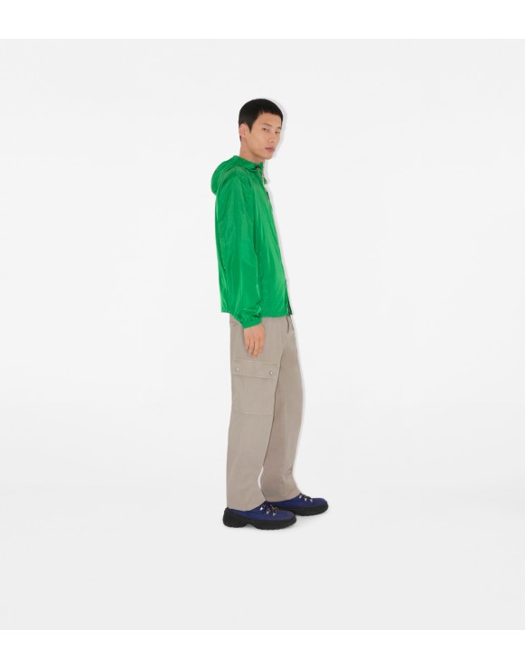 Check Trim Nylon Hooded Jacket