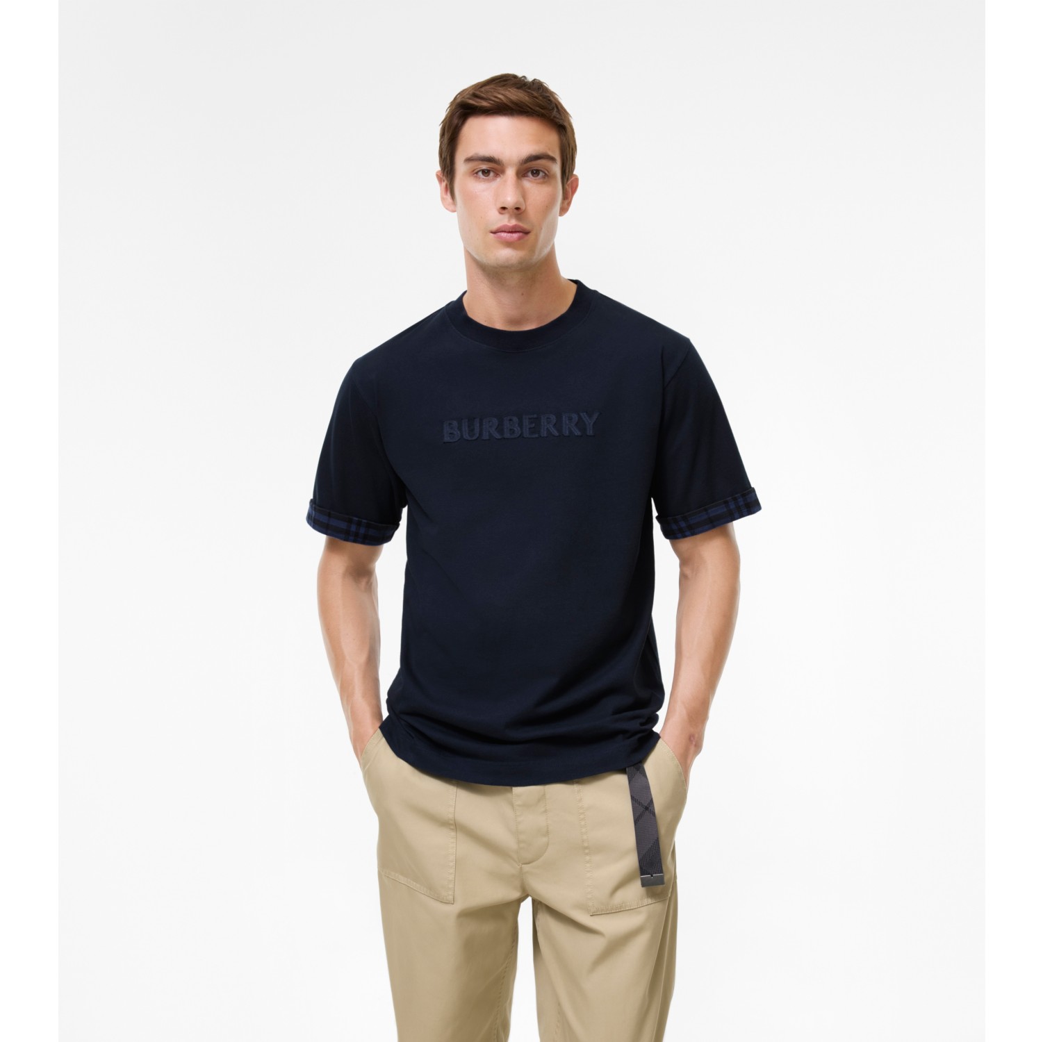 Check Trim Cotton T-shirt