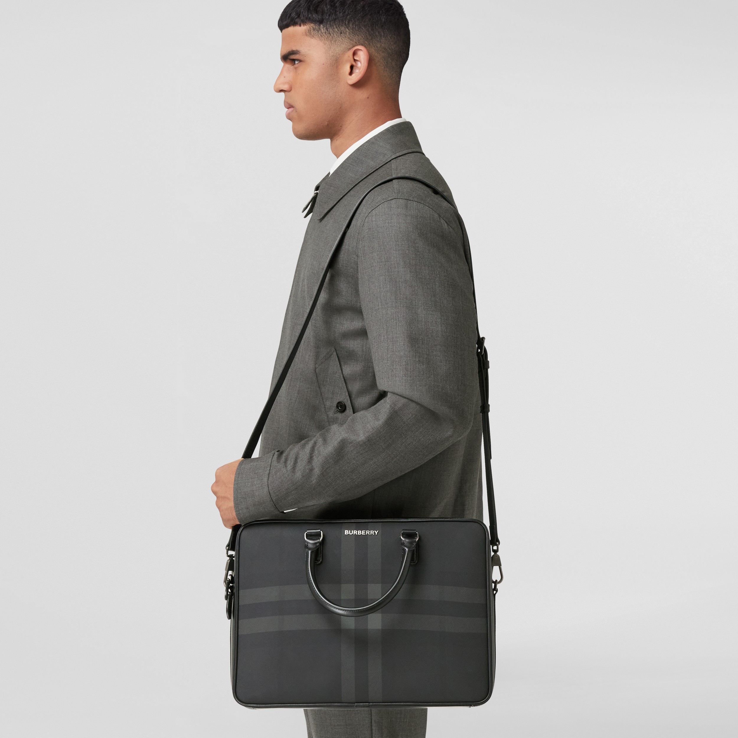 Charcoal Check Ainsworth Briefcase - Men | Burberry® Official - 3