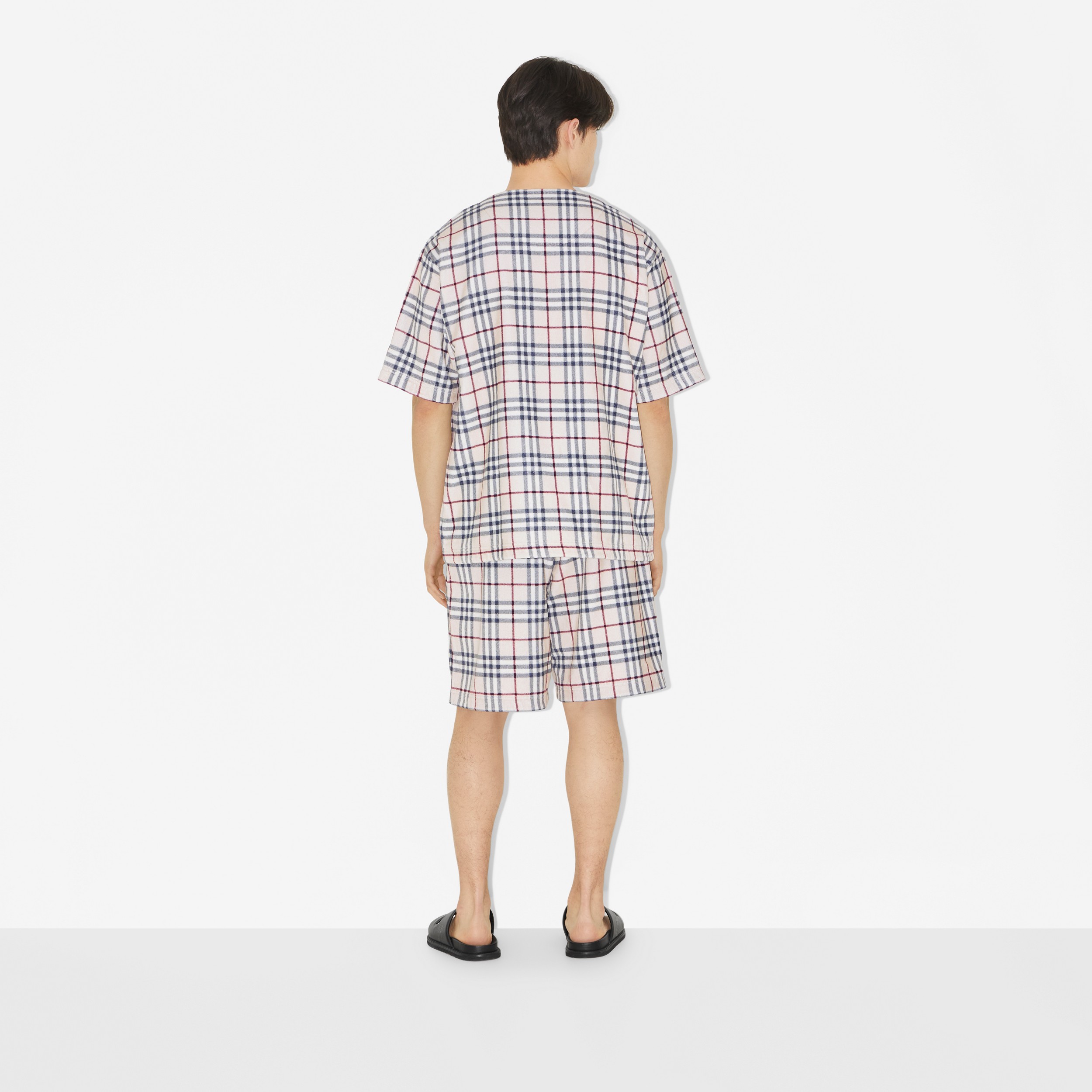 Camiseta texturizada de algodão Check (Areia) - Homens | Burberry® oficial - 4