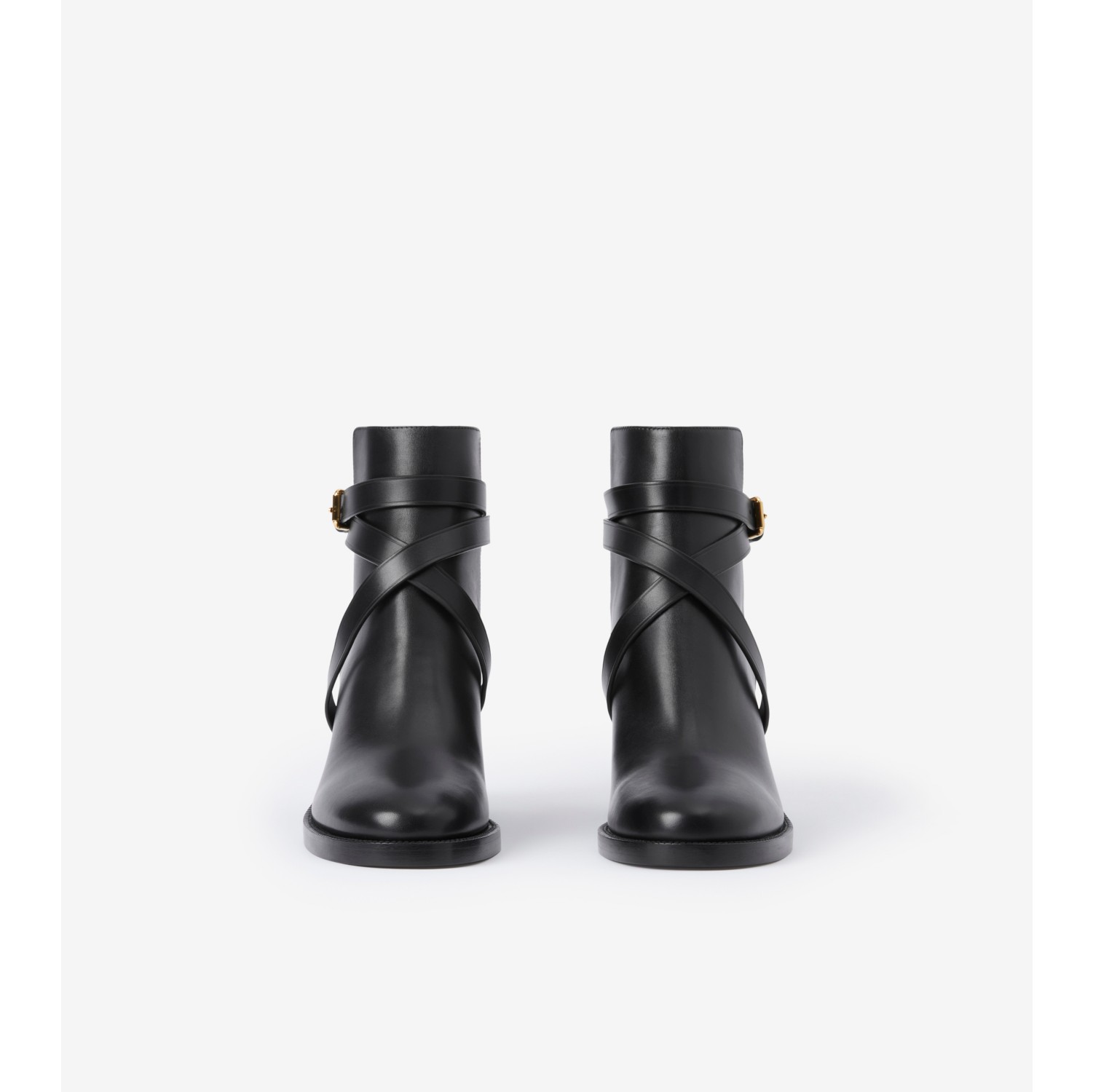 House Check and Leather Ankle Boots in Black/archive Beige - Women