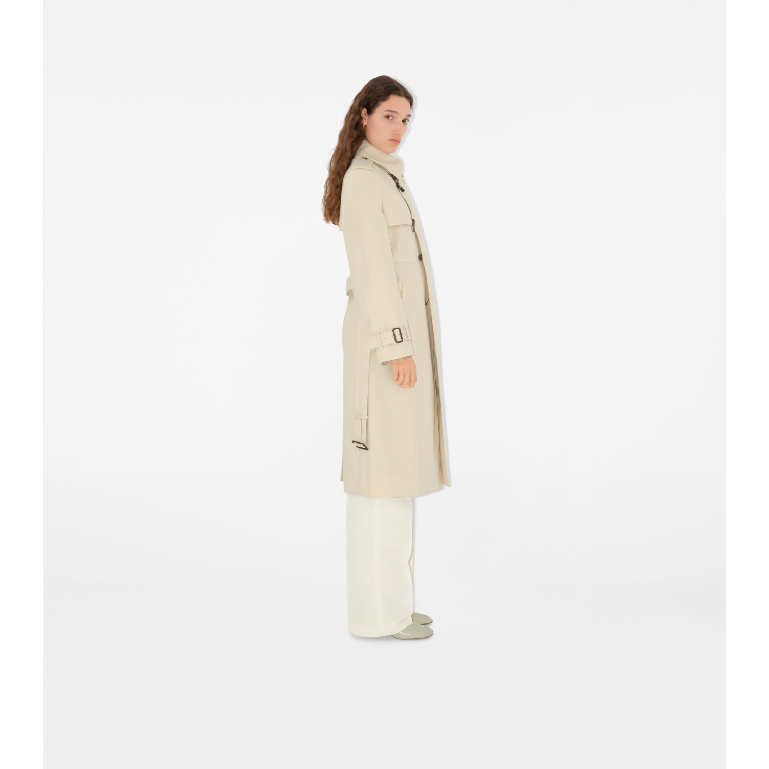 Long Cotton Blend Trench Coat