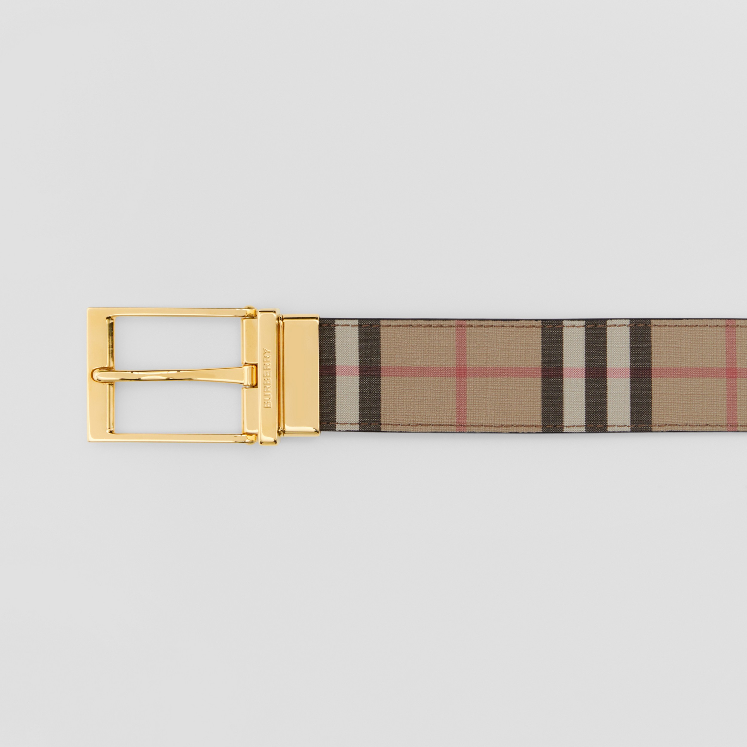 Reversible Vintage Check and Leather Belt in Archive Beige/gold - Men | Burberry® Official - 2