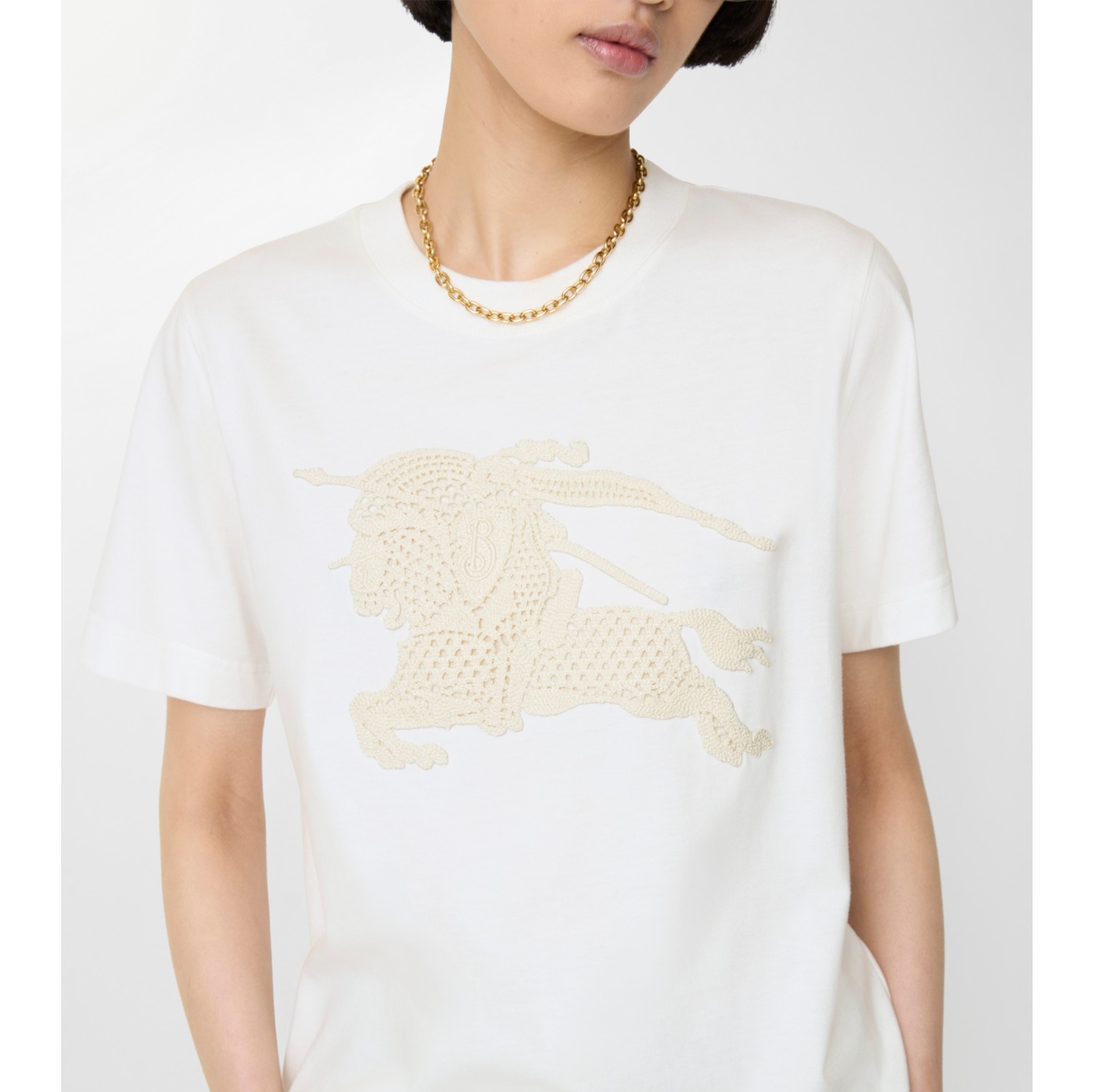 EKD Cotton T-shirt in Chalk white - Women, Lace | Burberry® Official