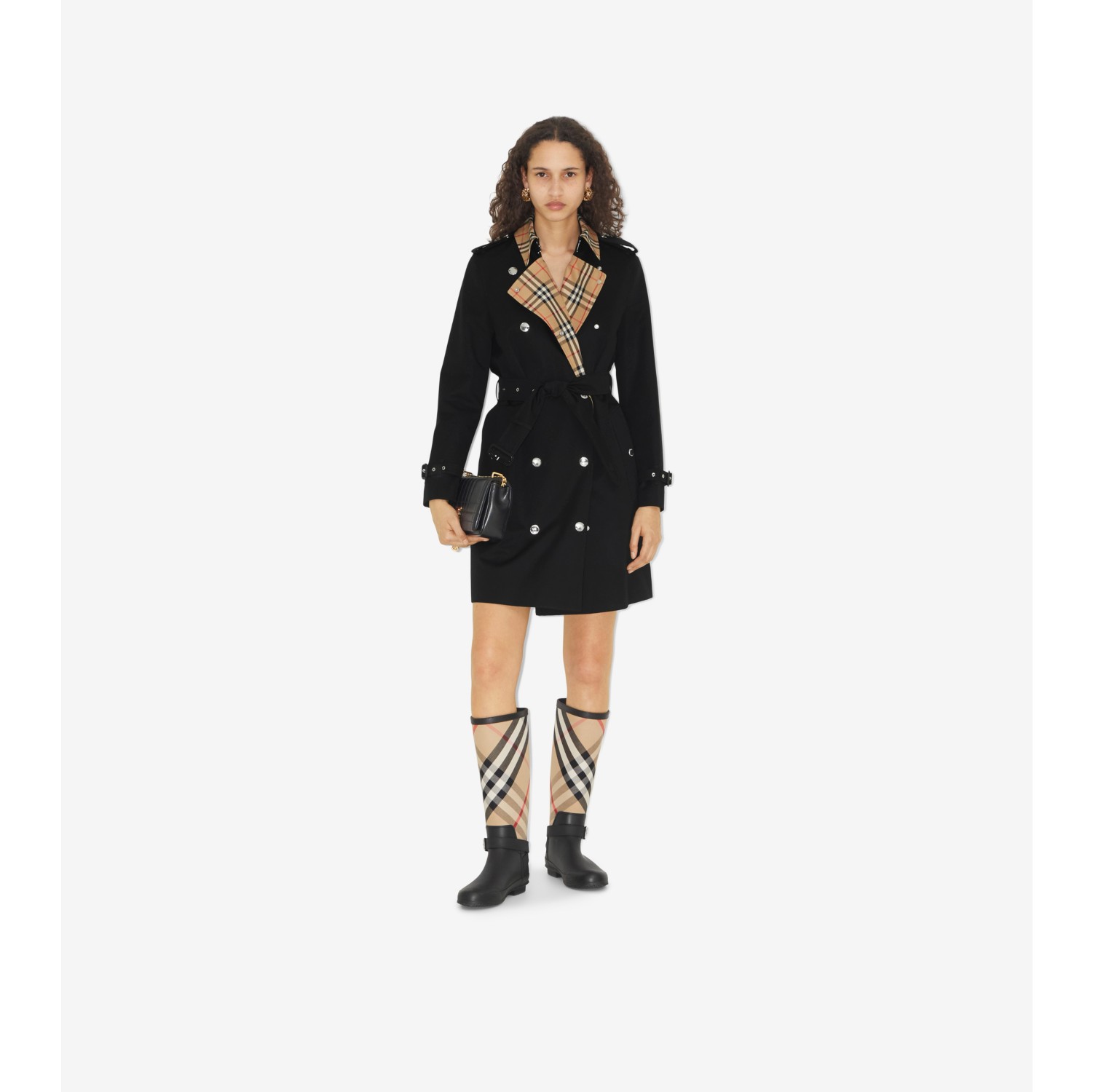 Burberry black sale short trench coat