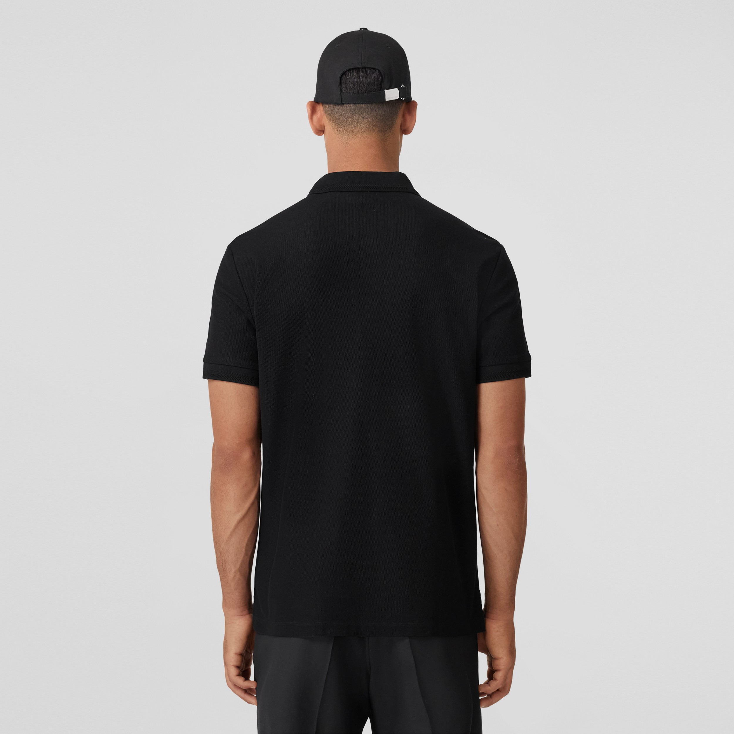 Monogram Motif Cotton Piqué Polo Shirt in Black - Men | Burberry® Official - 2