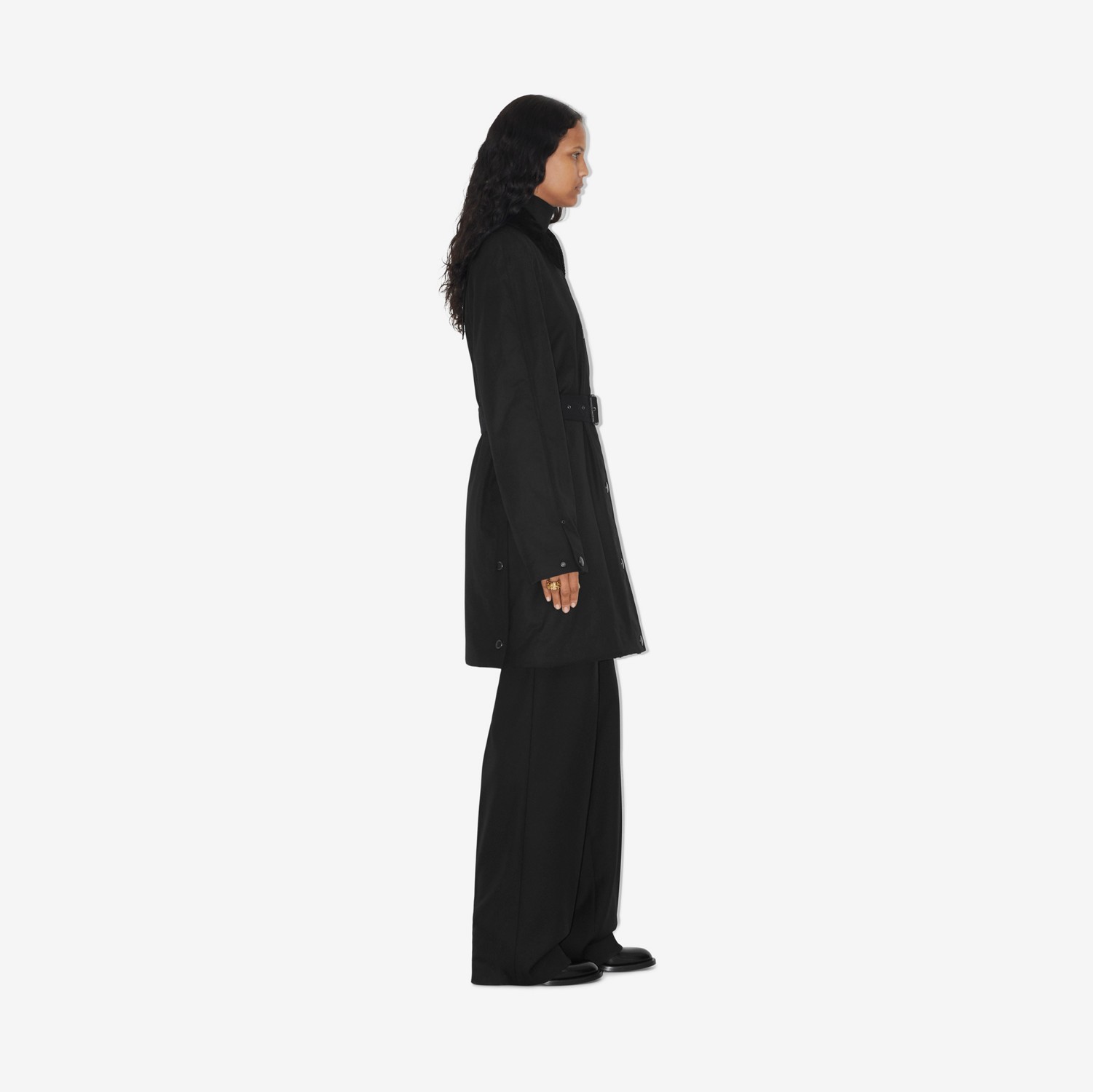 EKD 엠브로이더리 왁싱 코튼 코트 (블랙) - 여성 | Burberry®