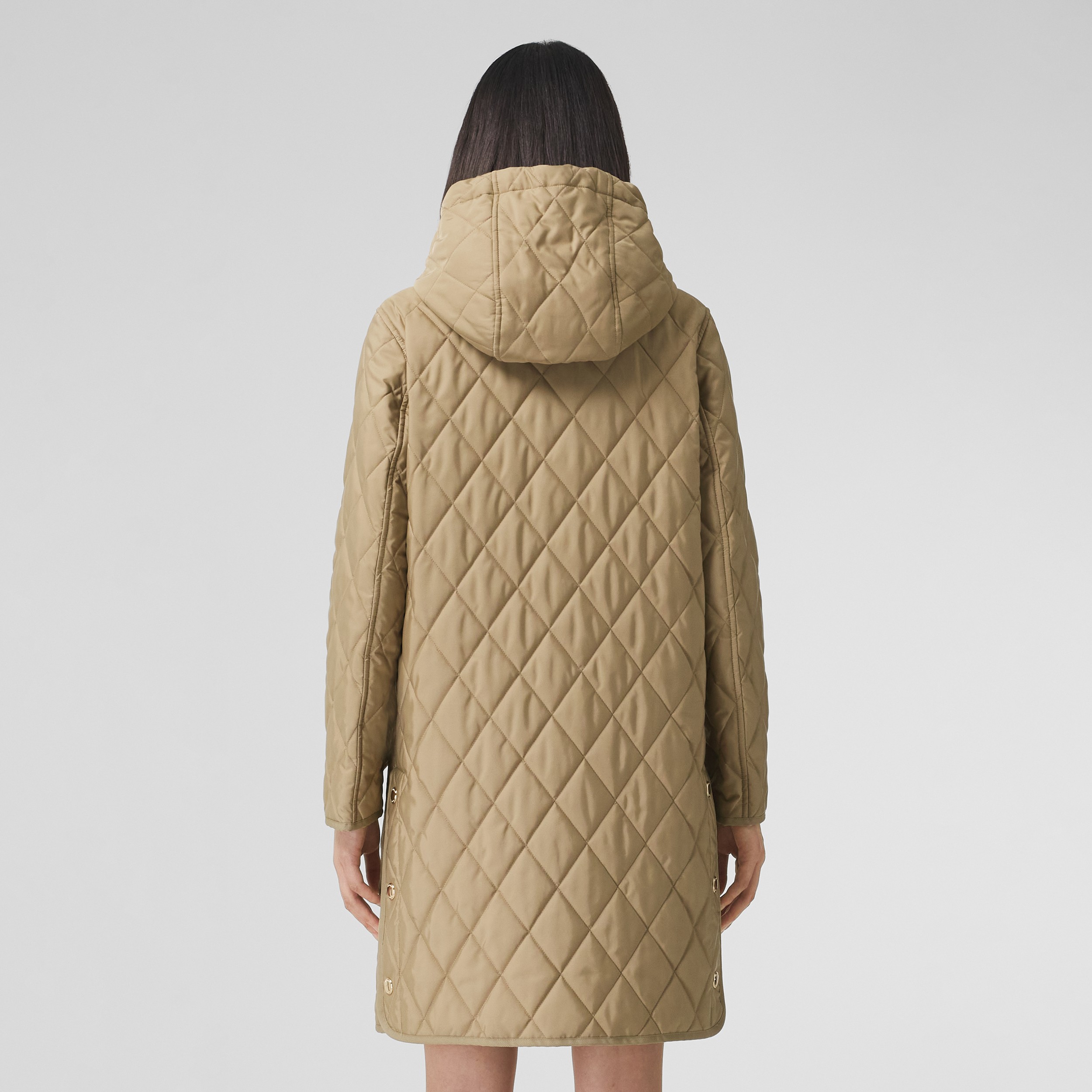 Diamond Quilted Thermoregulated Hooded Coat in Archive Beige - Women | Burberry® Official - 3