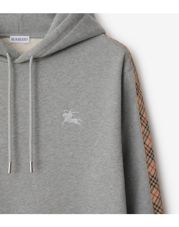 Check Trim Cotton Hoodie