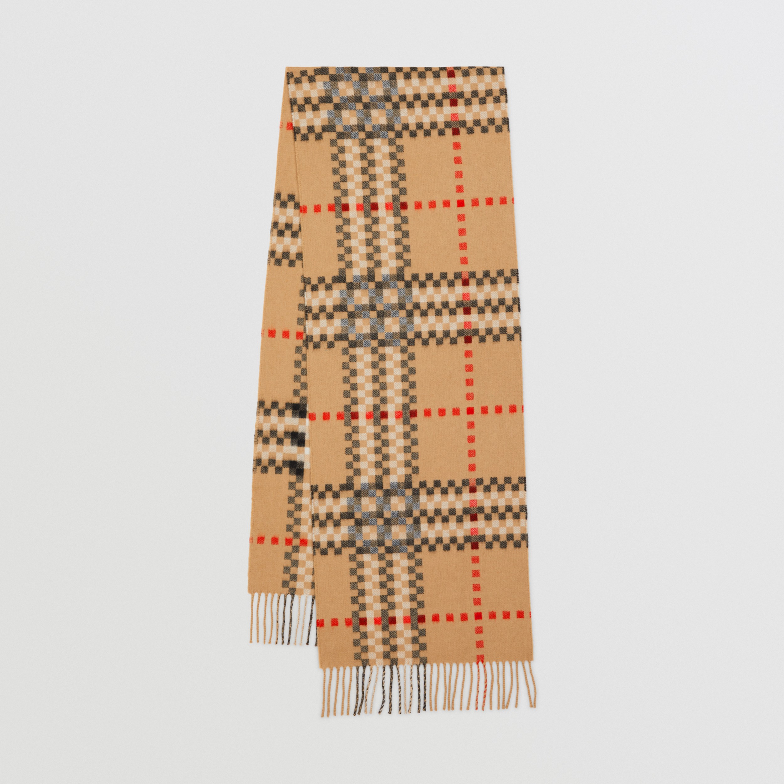 Pixel Check Cashmere Scarf in Archive Beige | Burberry® Official