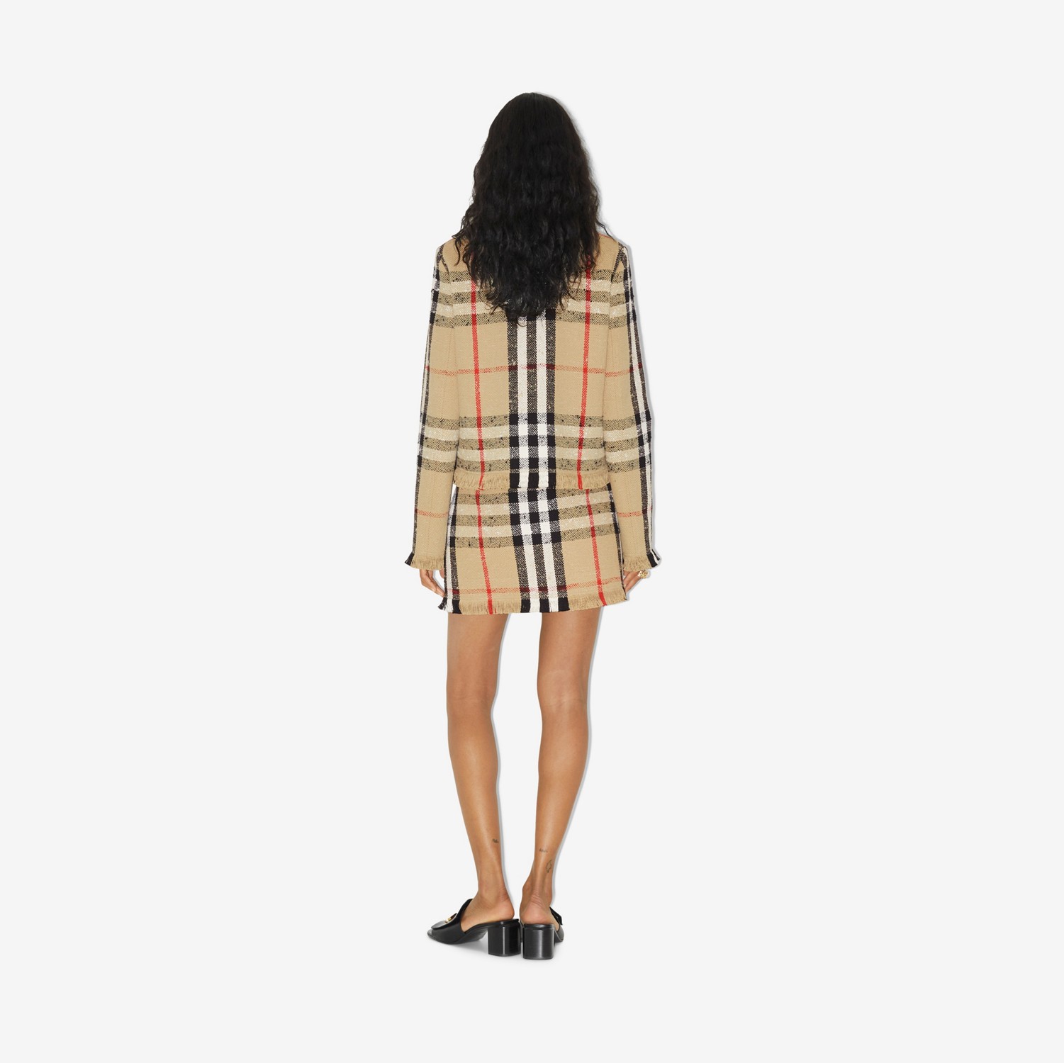 Check Bouclé Mini Skirt in Archive Beige - Women | Burberry® Official