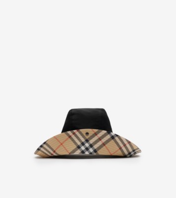 Check Brim Gabardine Hat in Black - Men | Burberry® Official