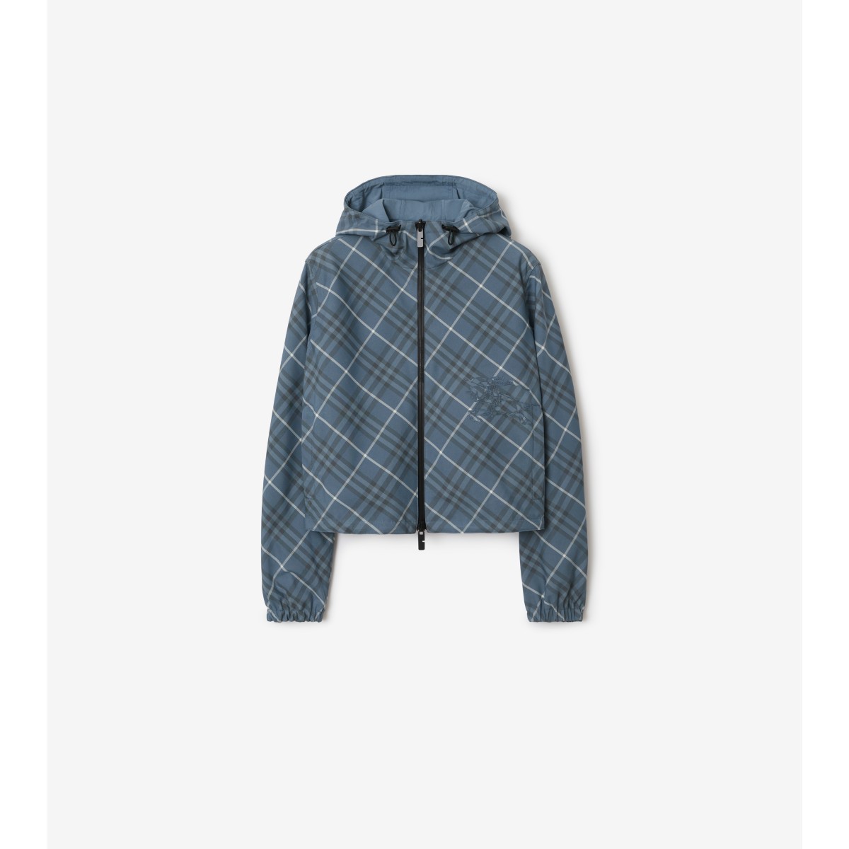 Burberry Checked Reversible Cropped Jacket In Pewter