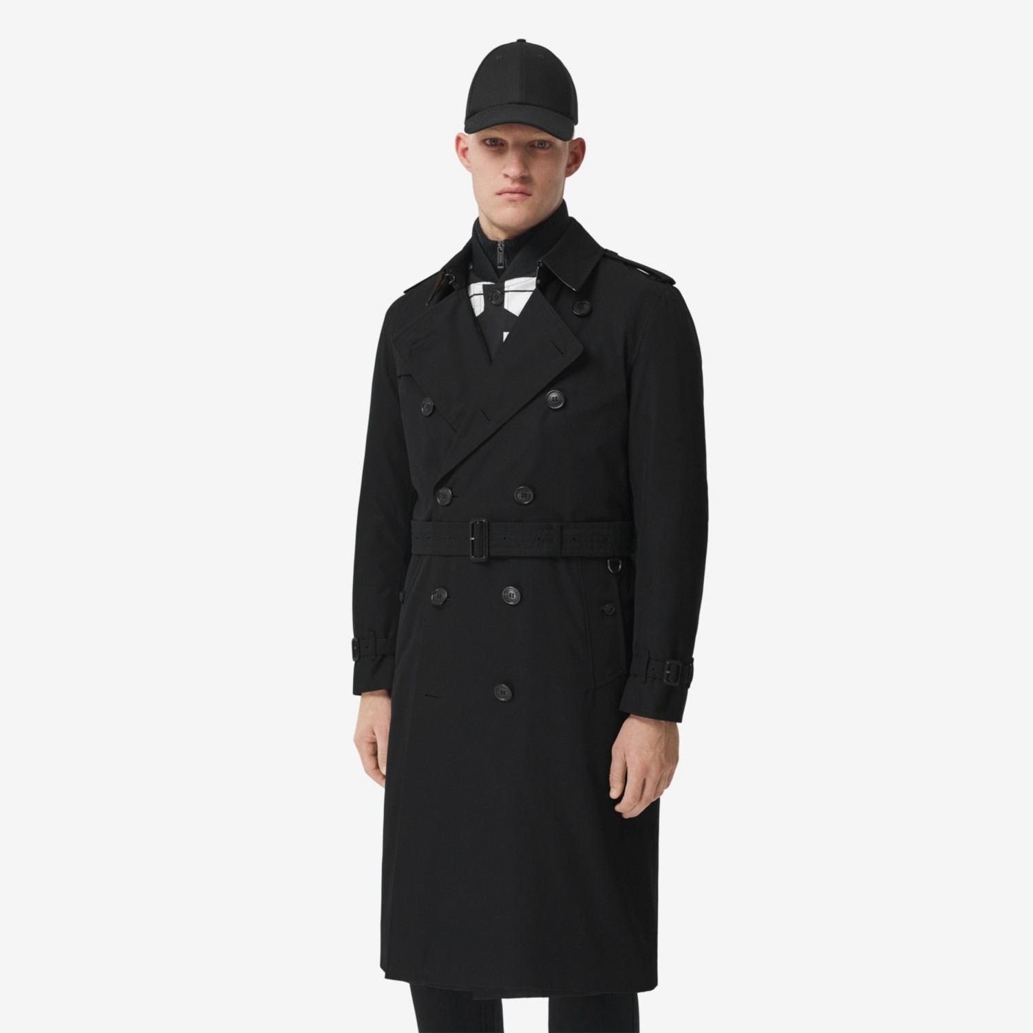 Burberry mens black store trench coat