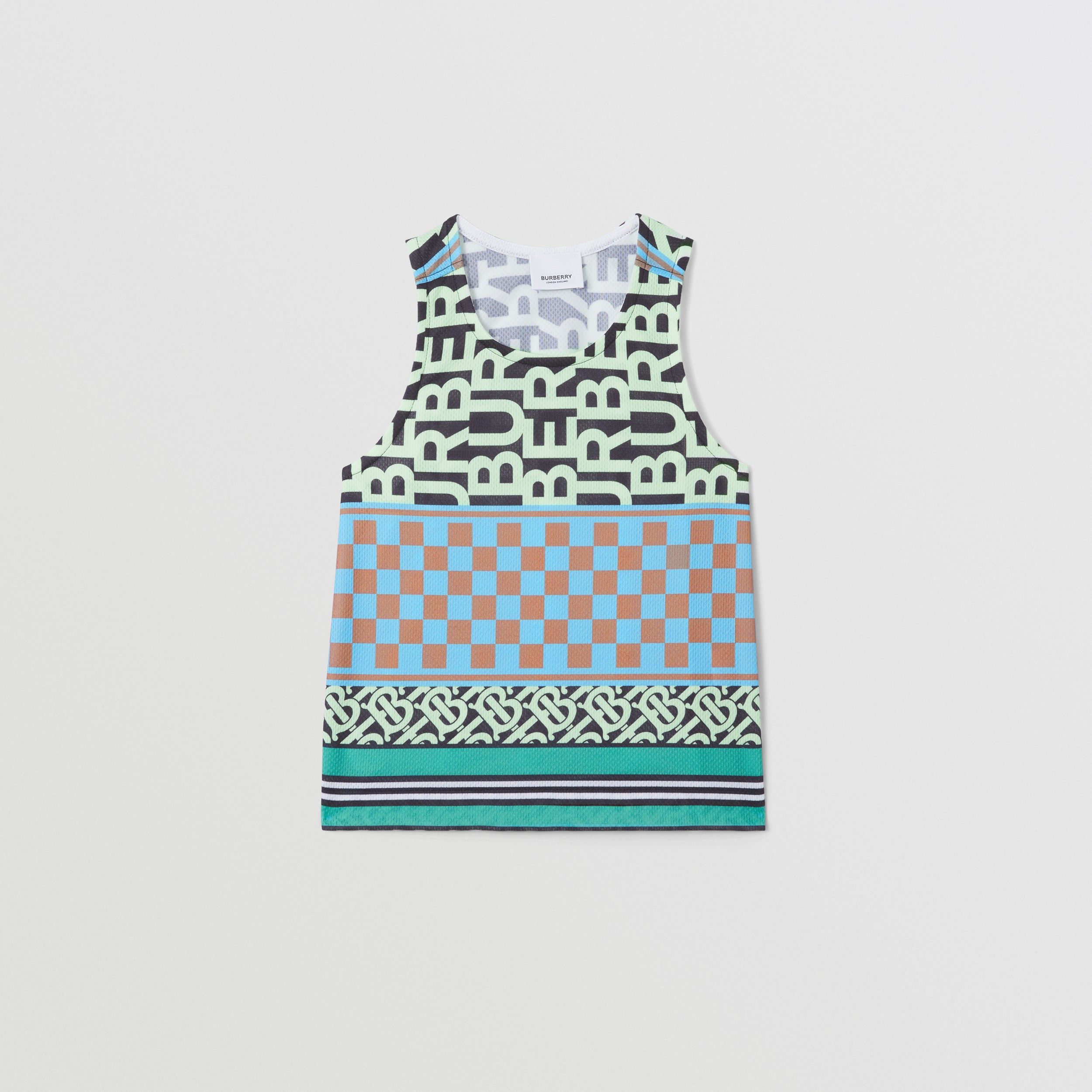 Montage Print Jersey Mesh Vest in Jade Blue | Burberry® Official - 1