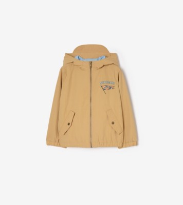 Flag Nylon Hooded Jacket in Sand beige | Burberry® Official