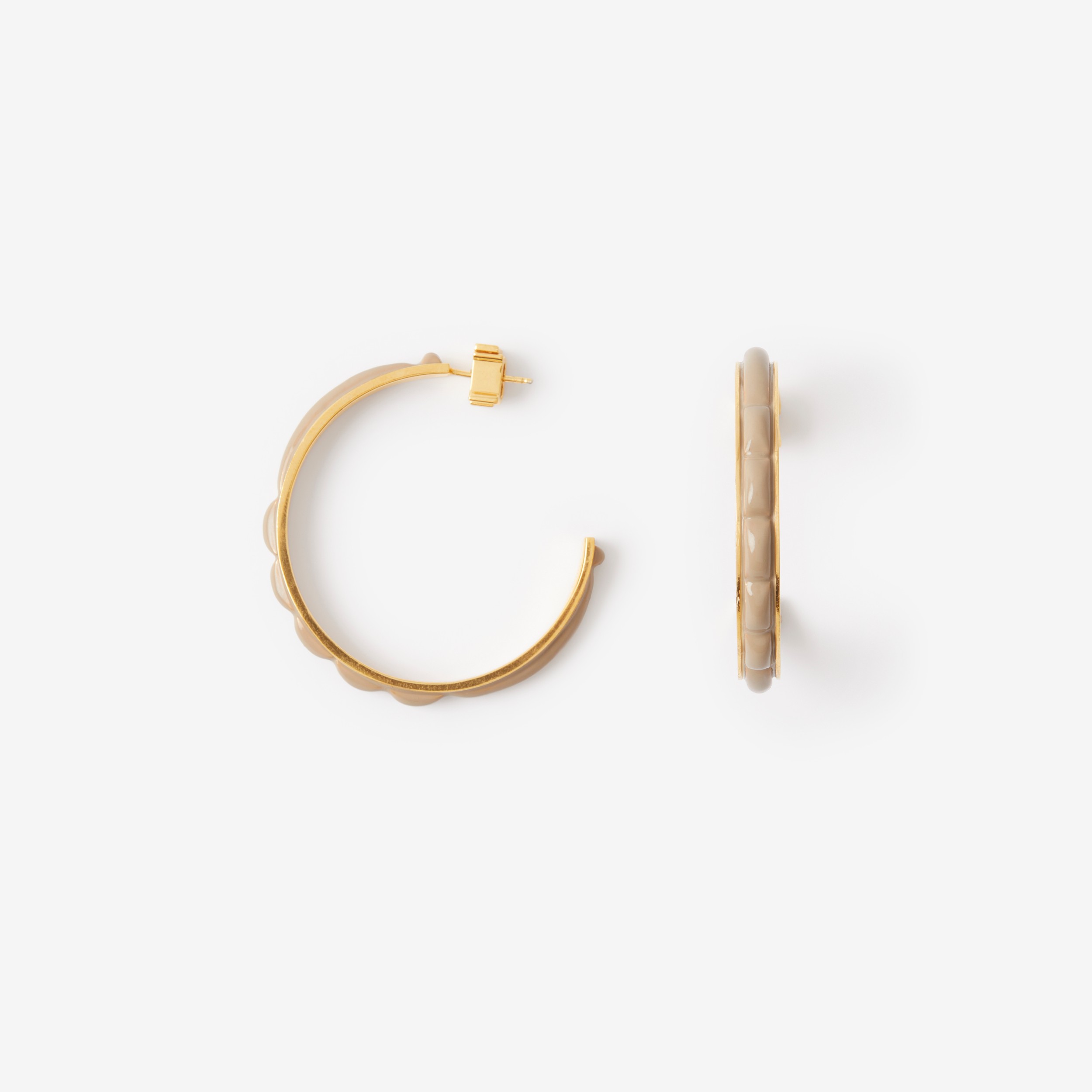 Enamel and Gold-plated Lola Hoop Earrings in Light Gold/archive Beige - Women | Burberry® Official - 1