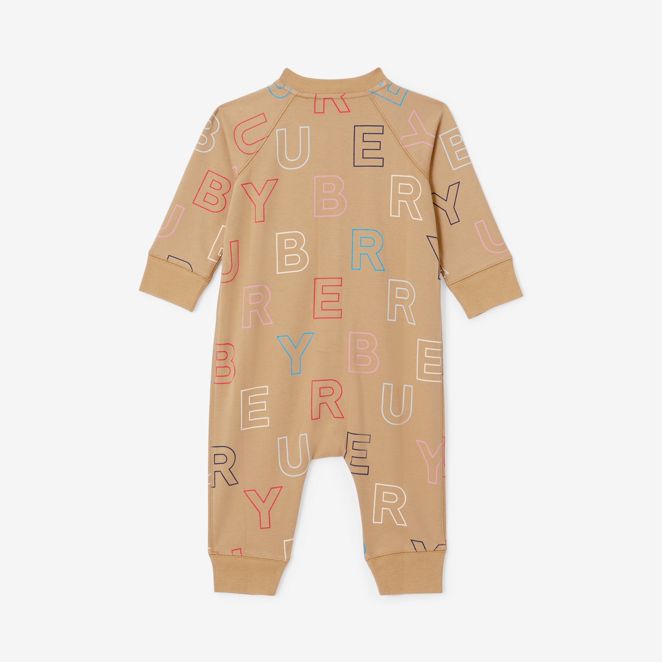 Macacão em algodão stretch com estampa de logotipo – Exclusividade online (Bege Clássico) - Crianças | Burberry® oficial - 3