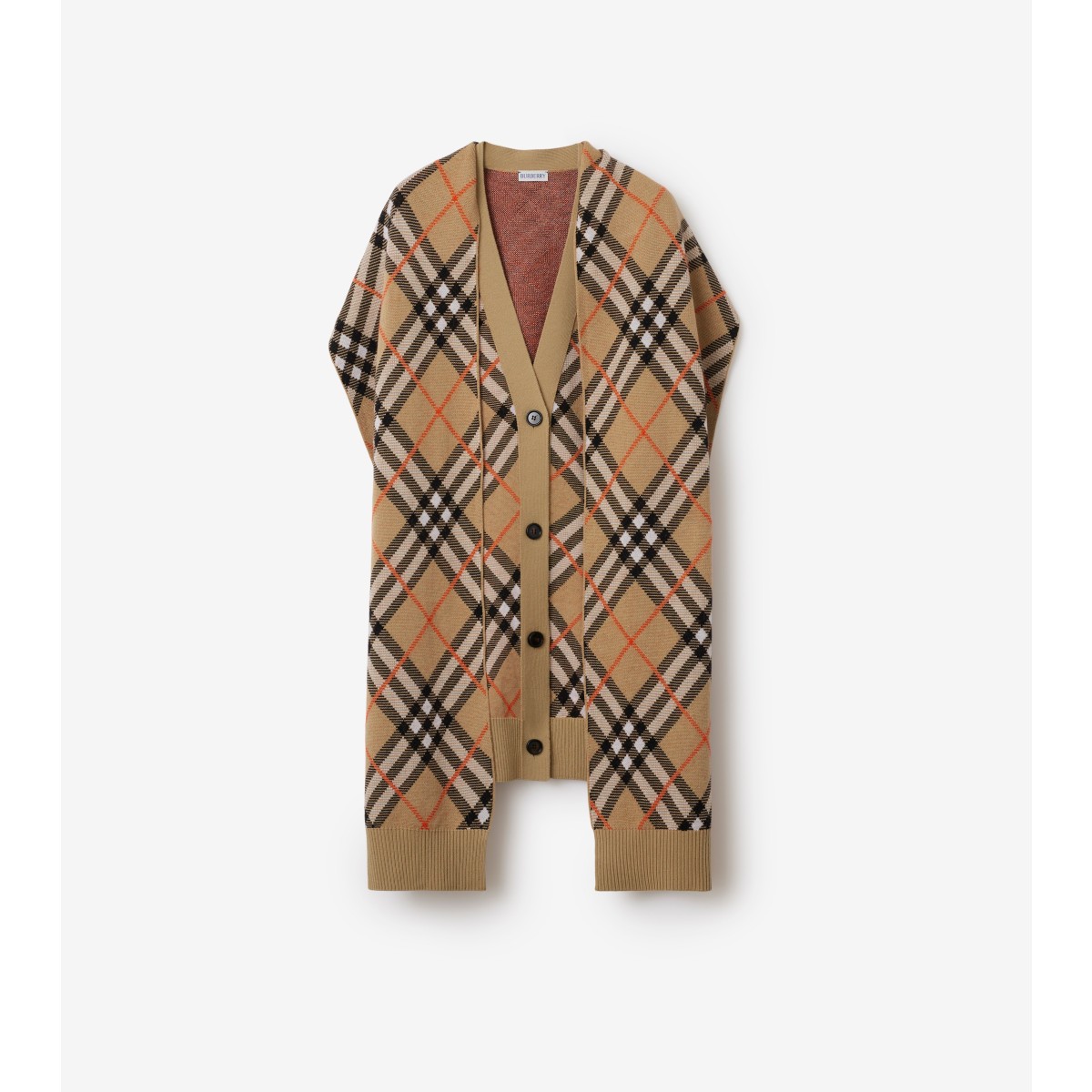 Burberry Check Wool Mohair Blend Cape In Sand