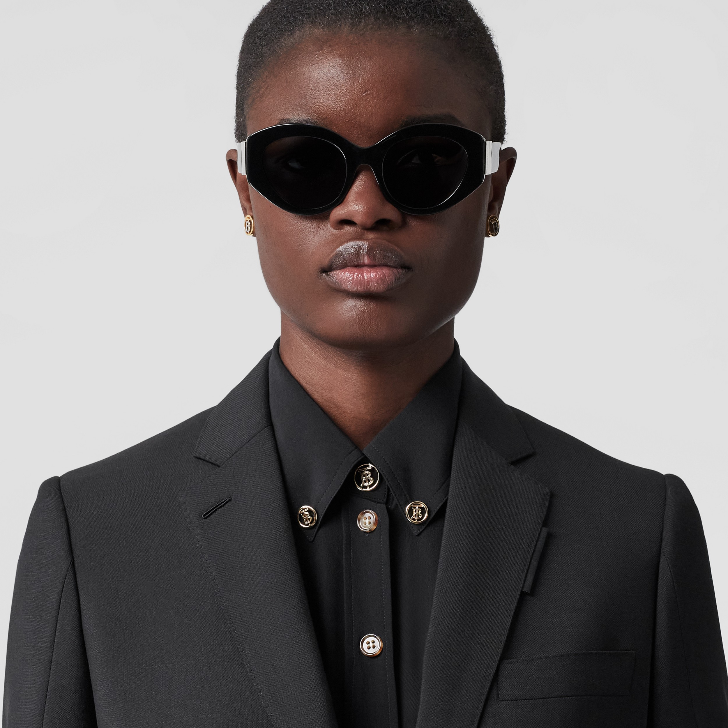 Mohair Wool Tailored Jacket in Black - Women | Burberry® Official - 2