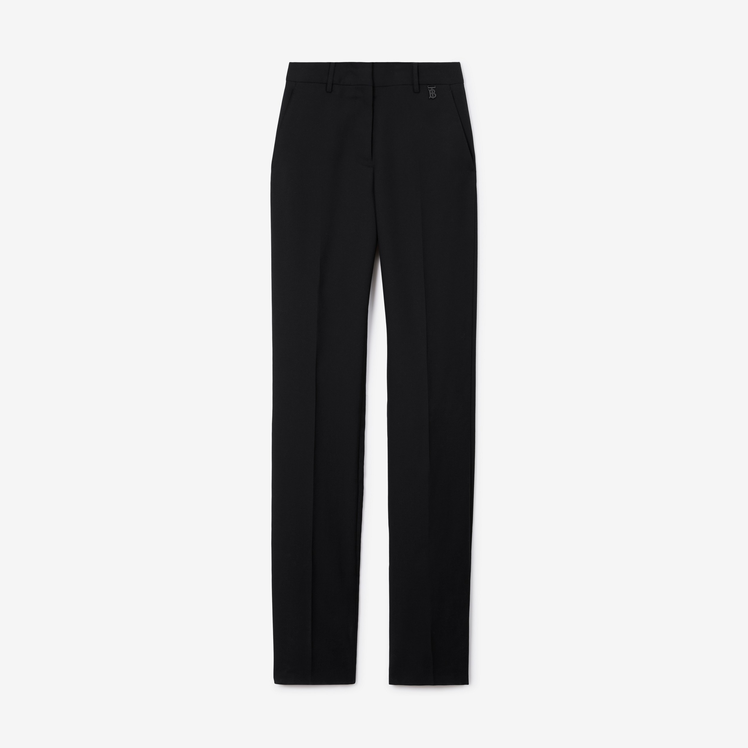 Mohair Wool Tailored Trousers in Black - Women | Burberry® Official - 1