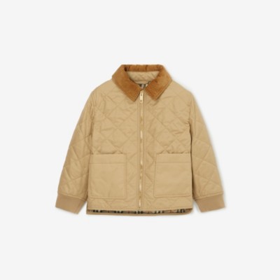 Corduroy Collar Quilted Jacket in Archive beige | Burberry® Official